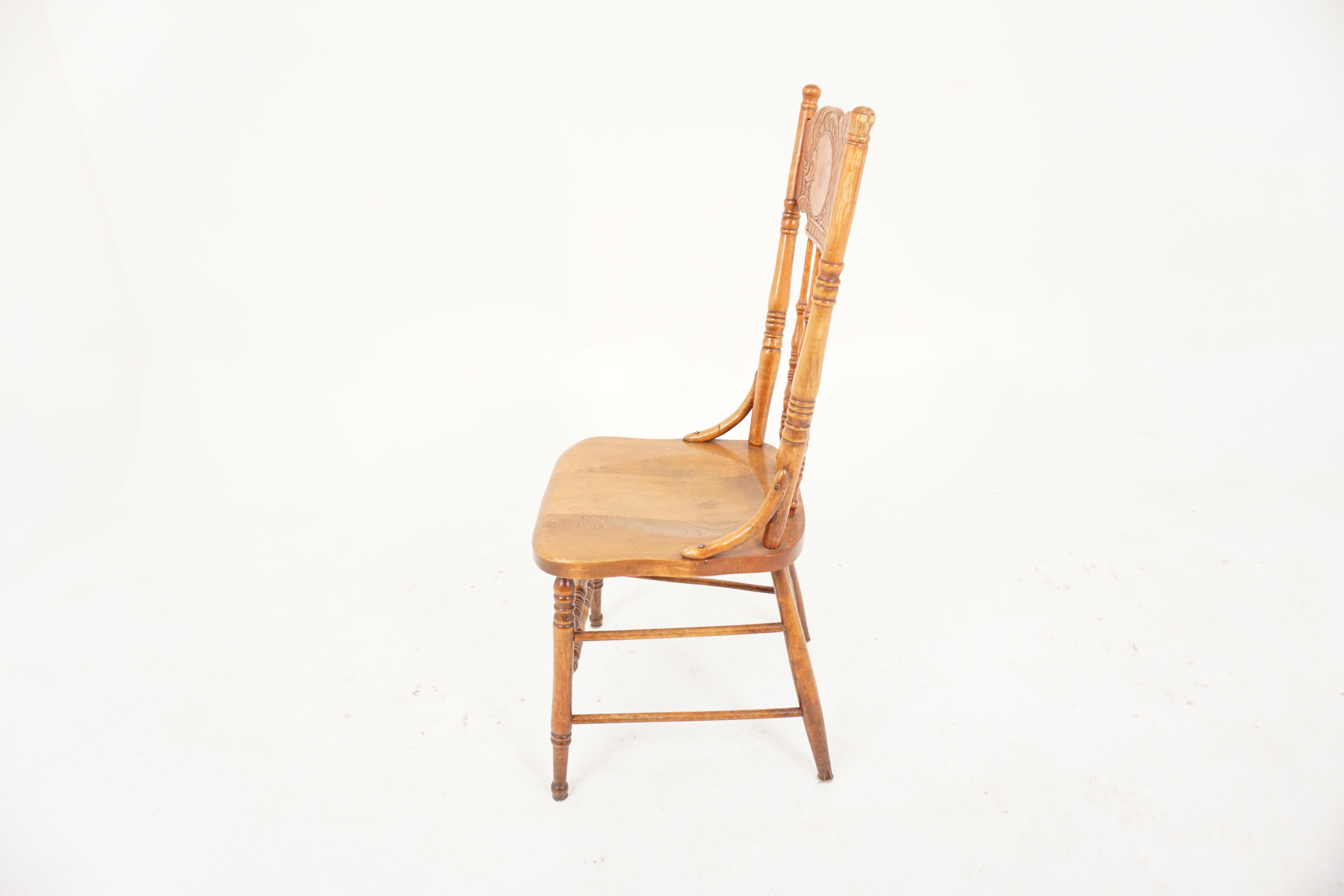 Set 6 Carved Maple Press Back Chair, American 1900, H892 2