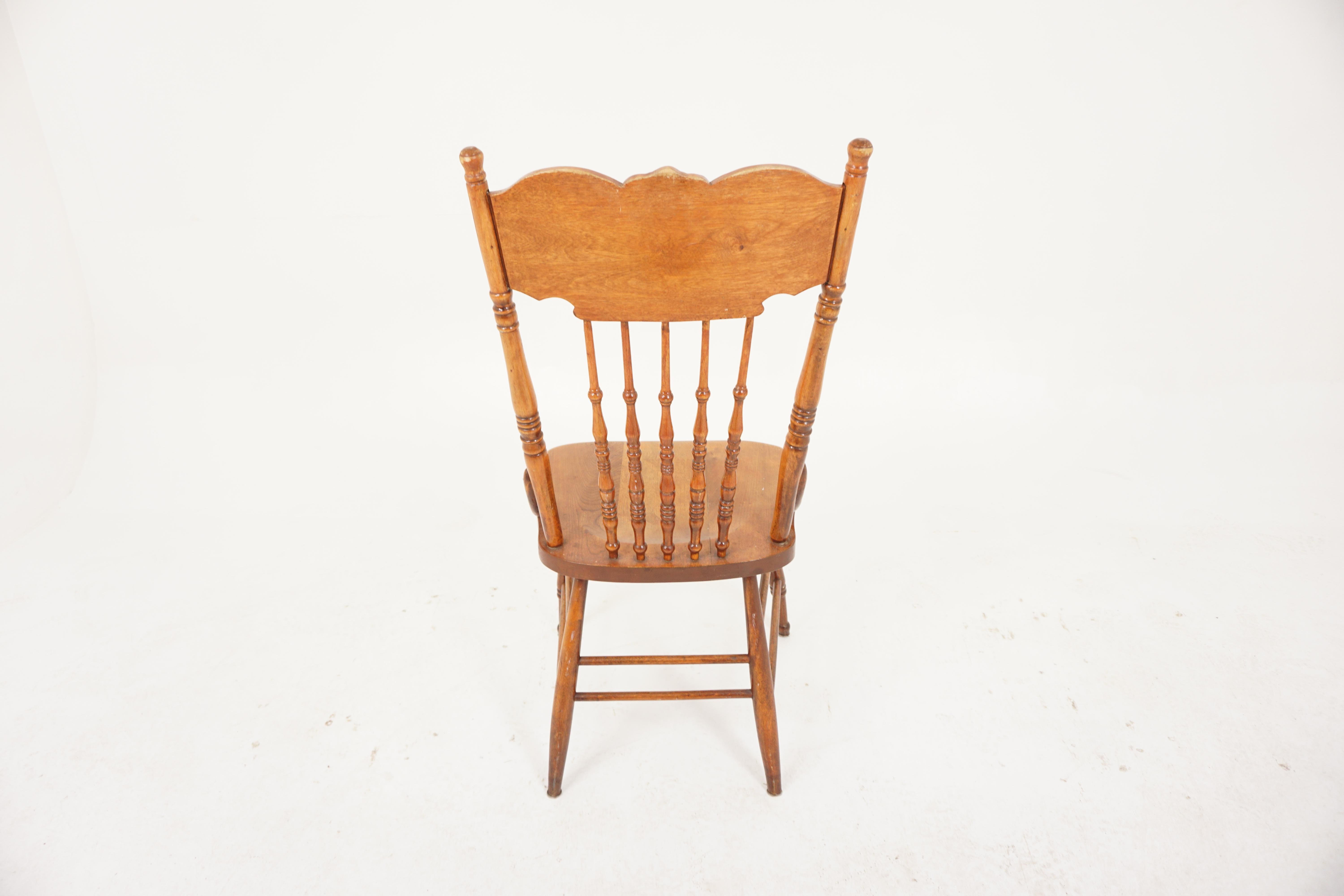 Set 6 Carved Maple Press Back Chair, American 1900, H892 3