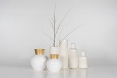 Set/6 Ceramic Pots & Vases, White, Handmade in Portugal by Lusitanus Home