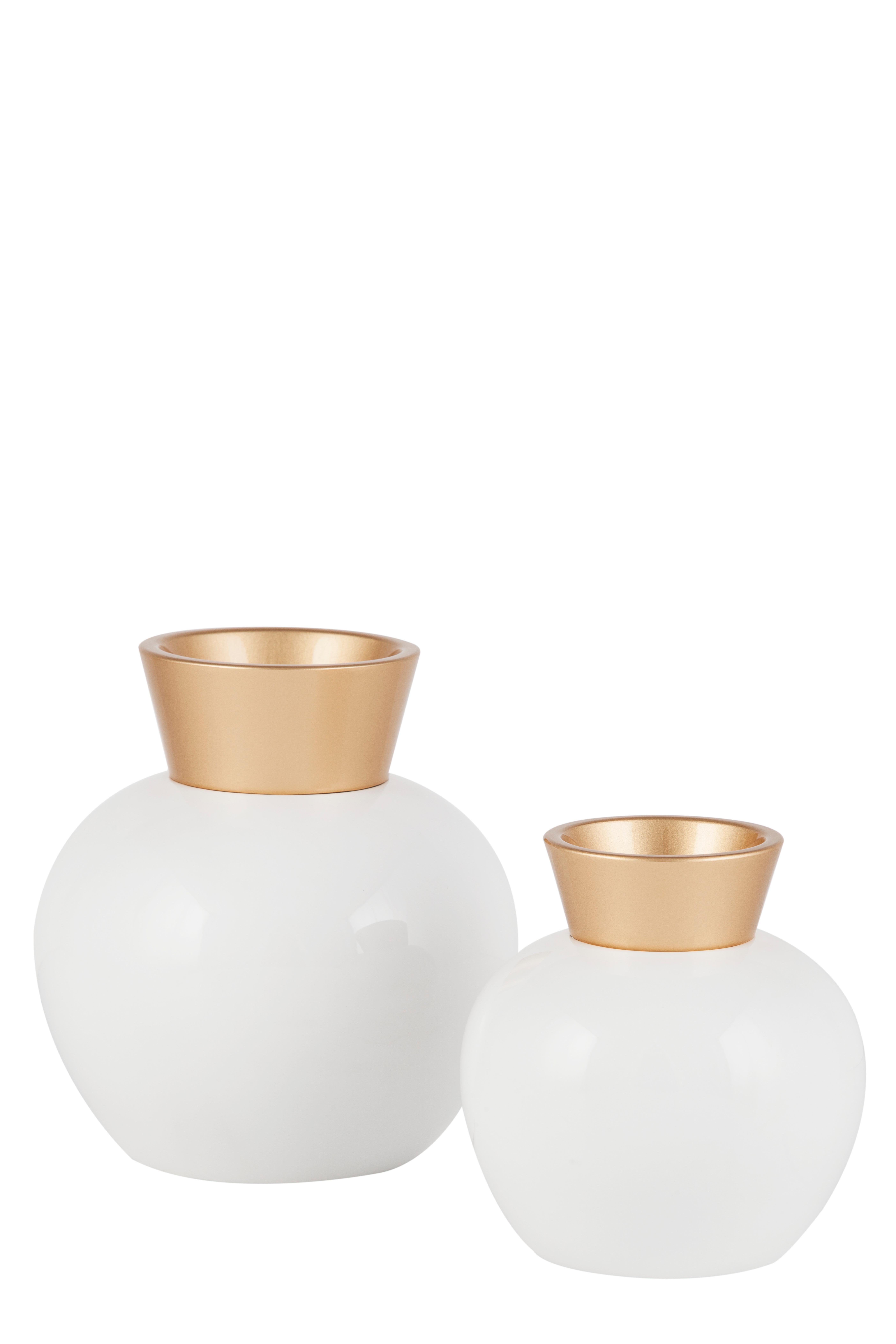 Set/6 Keramik-Töpfe und Vasen, Weiß, handgefertigt in Portugal von Lusitanus Home (Portugiesisch) im Angebot