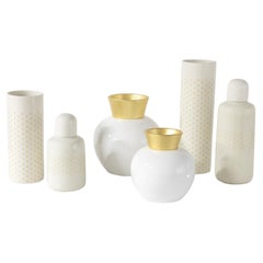 Set/6 Ceramic Pots & Vases, White, Handmade in Portugal by Lusitanus Home
