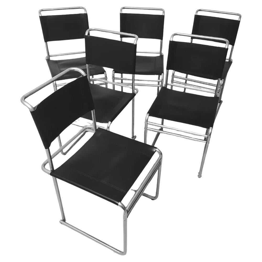 Set 6 chairs Bauhaus B5 by Marcel Breuer 1970 For Sale