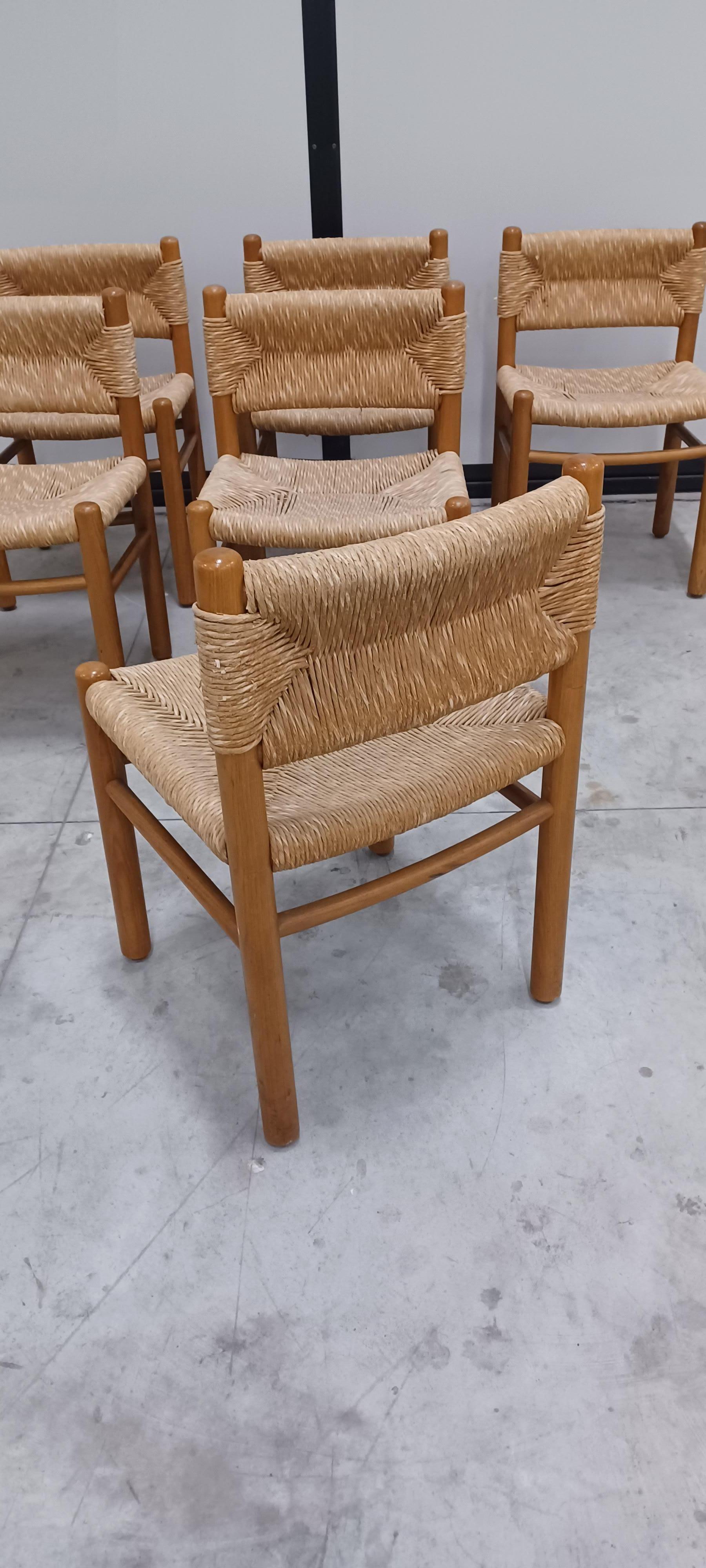 set 6 chairs Dordogne Charlotte Perriand In Good Condition In Vezzano Sul Crostolo, IT