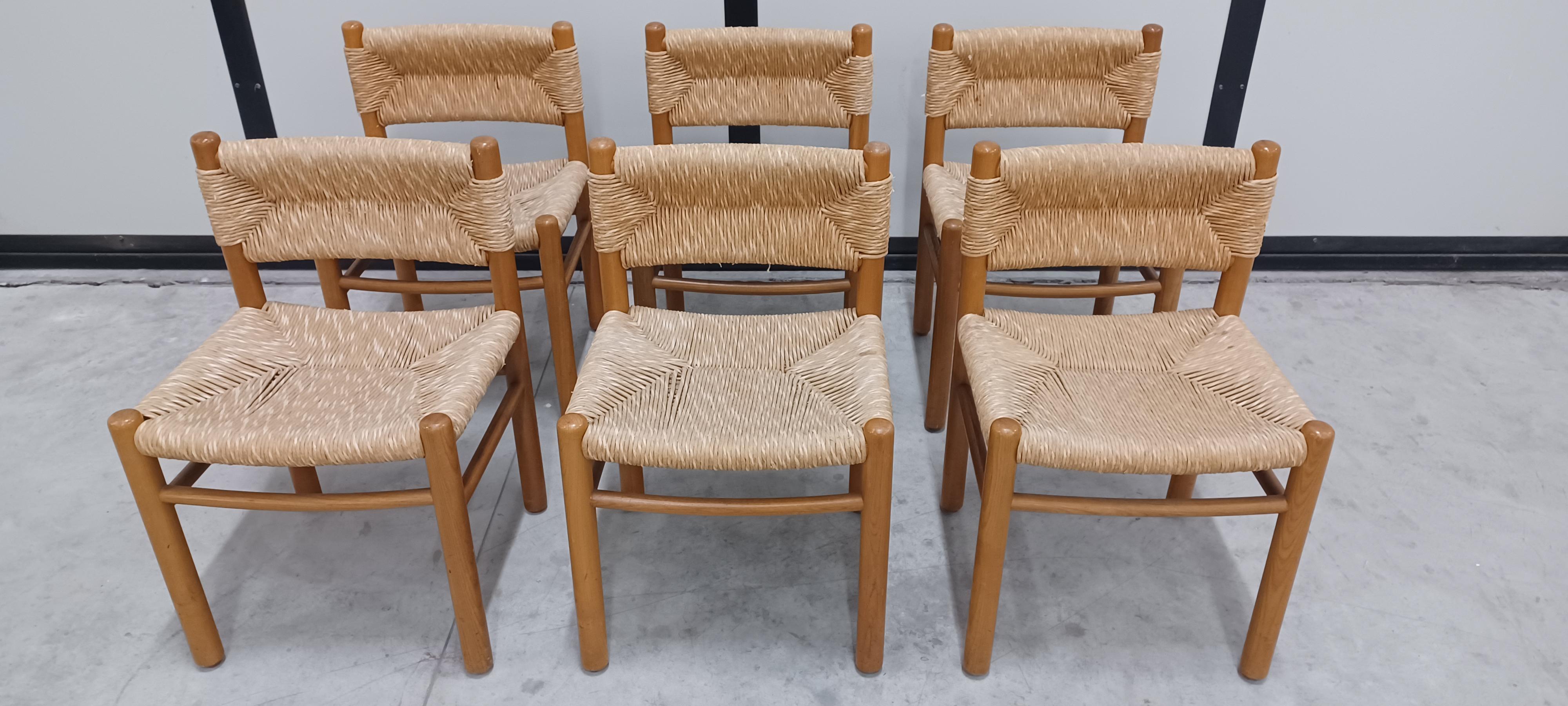 Mid-20th Century set 6 chairs Dordogne Charlotte Perriand