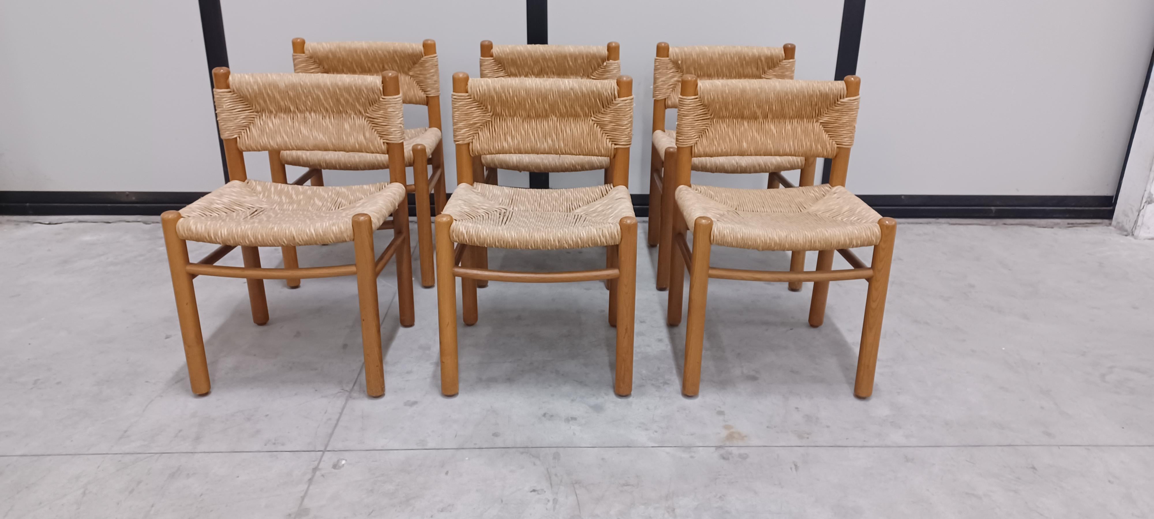 Wood set 6 chairs Dordogne Charlotte Perriand