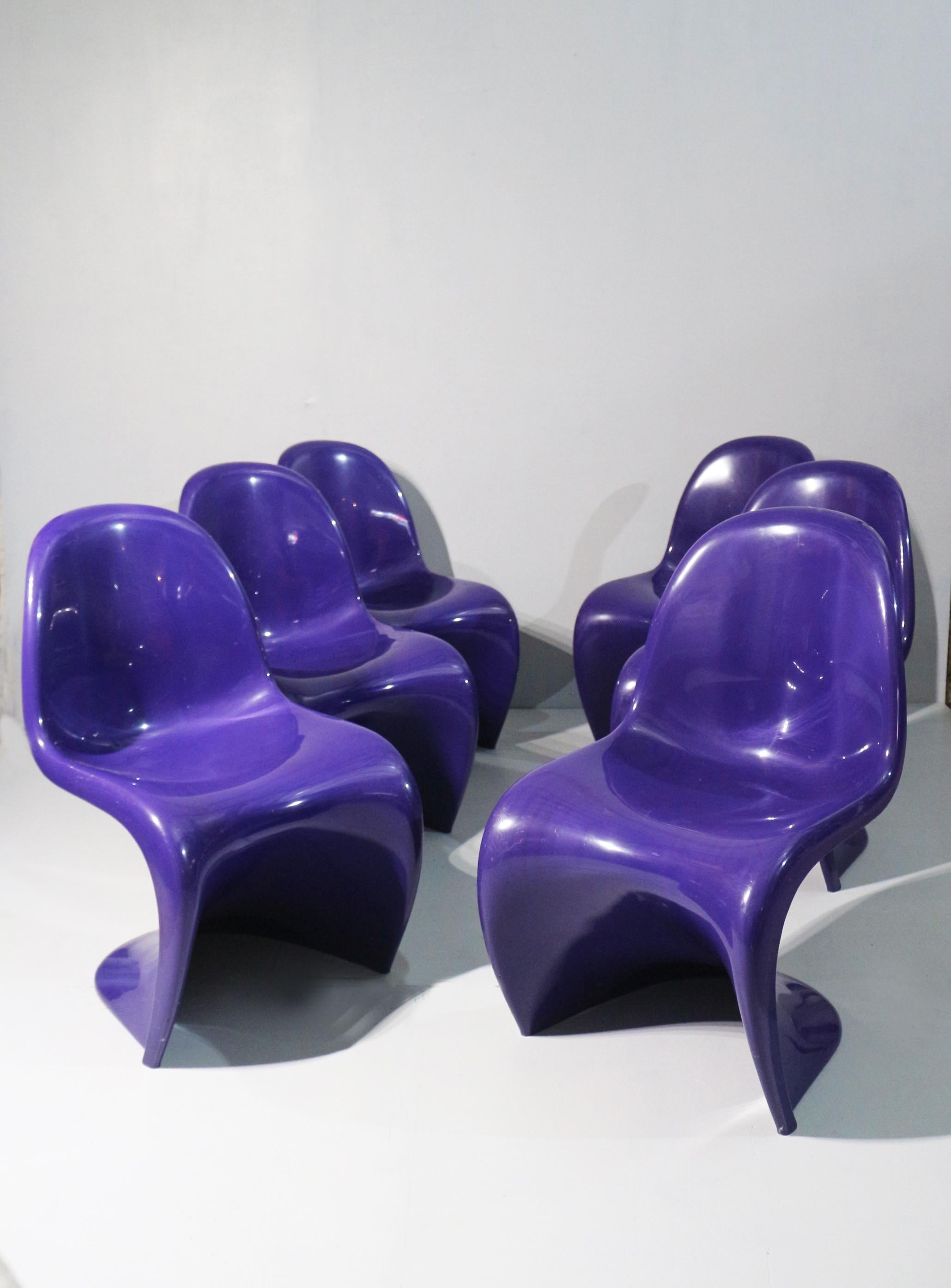 French Set 6 chairs Verner Panton from 1970