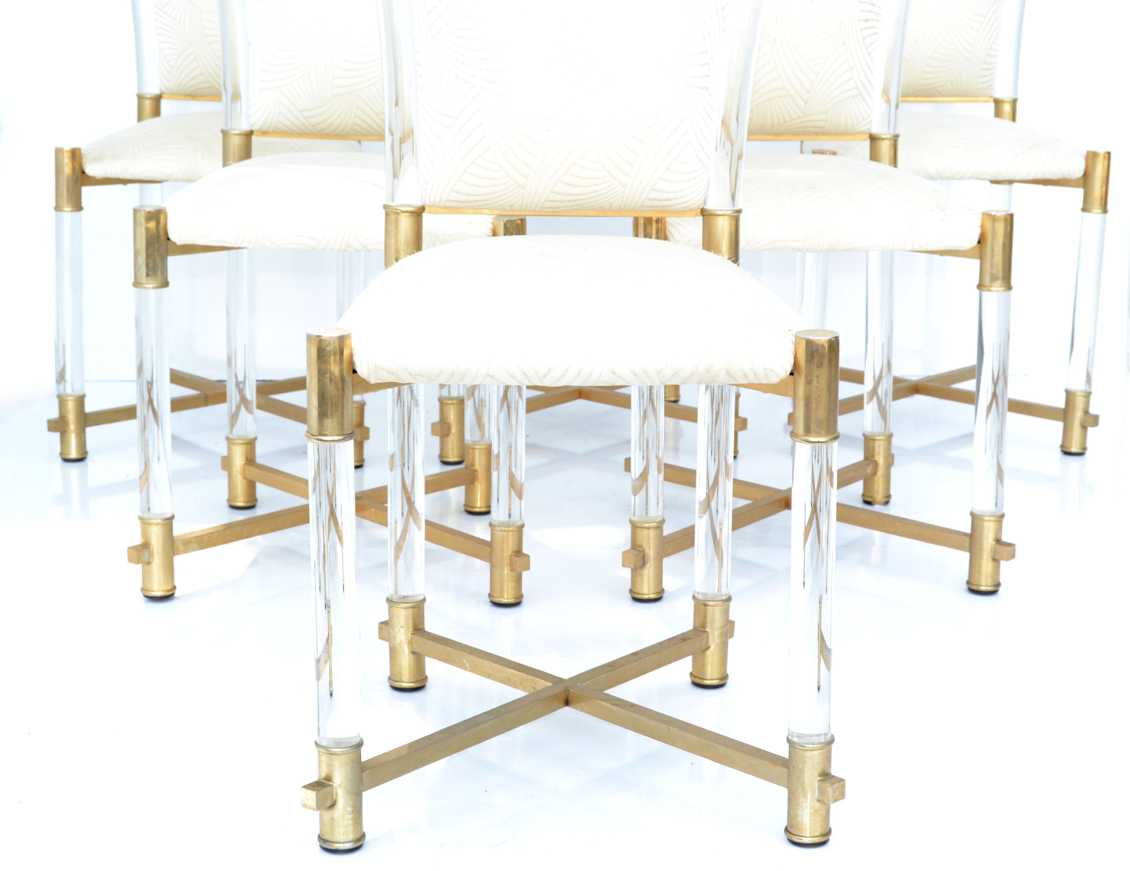 Set 6 Charles Hollis Jones Mid-Century Modern Lucite X Base Dining Chair For Sale 6
