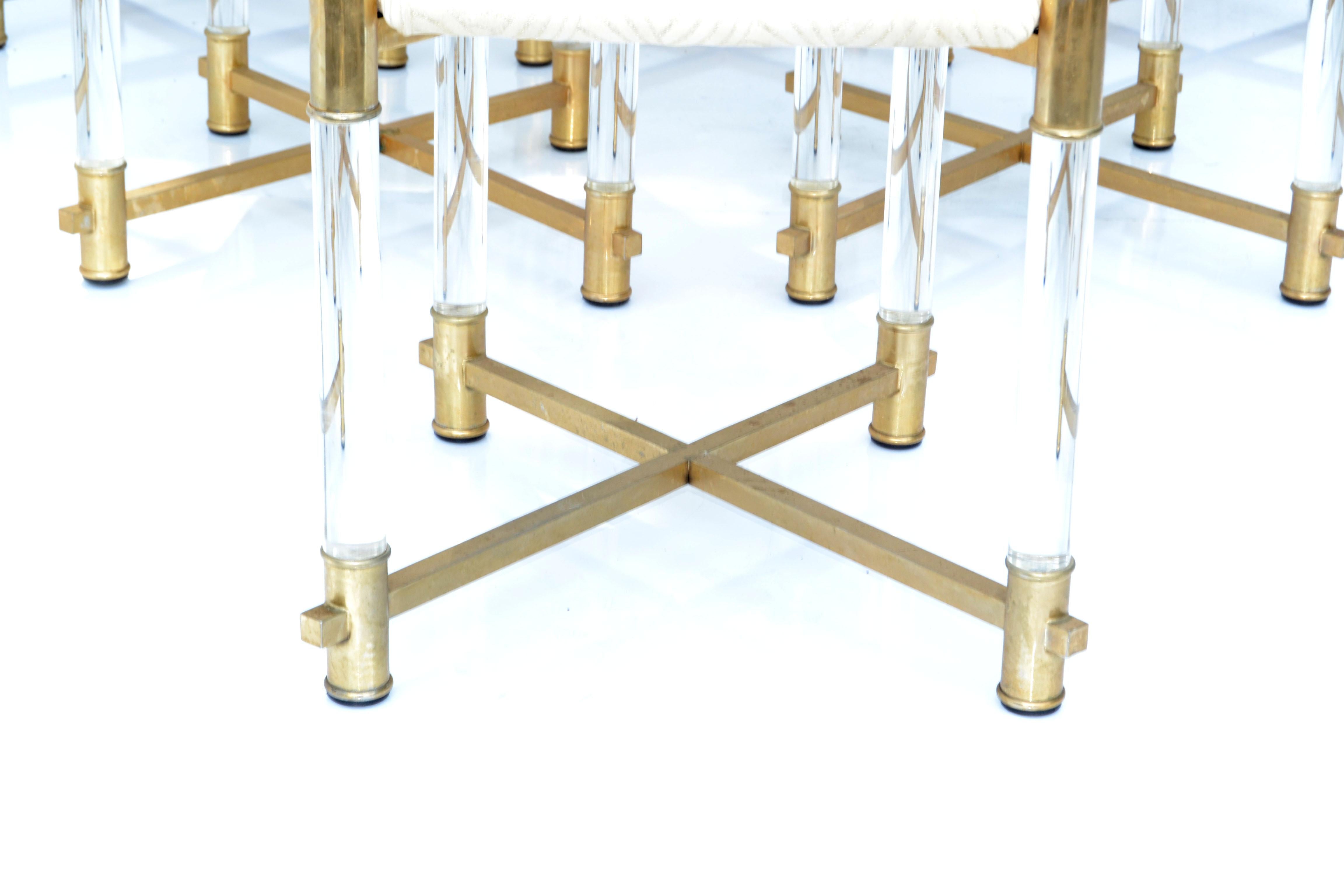 Set di 6 sedie da pranzo Charles Hollis Jones con base a X in lucite, stile metà secolo. in vendita 5