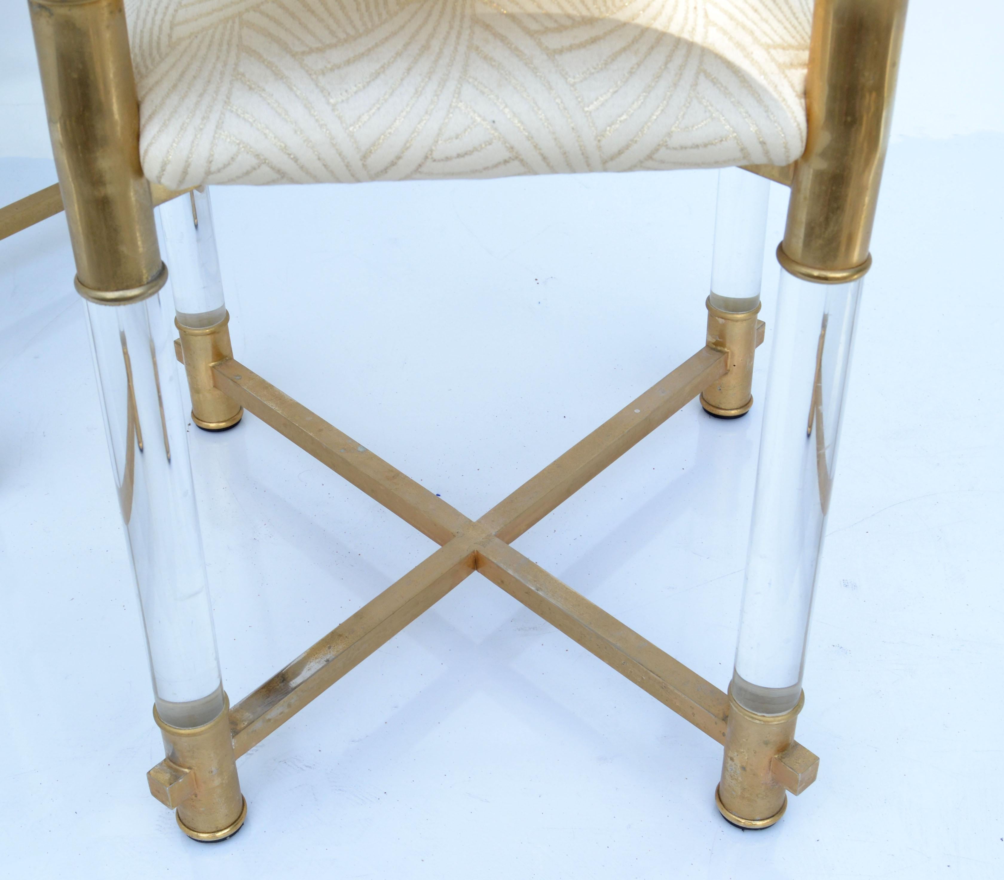 Set 6 Charles Hollis Jones Mid-Century Modern Lucite X Base Dining Chair For Sale 8