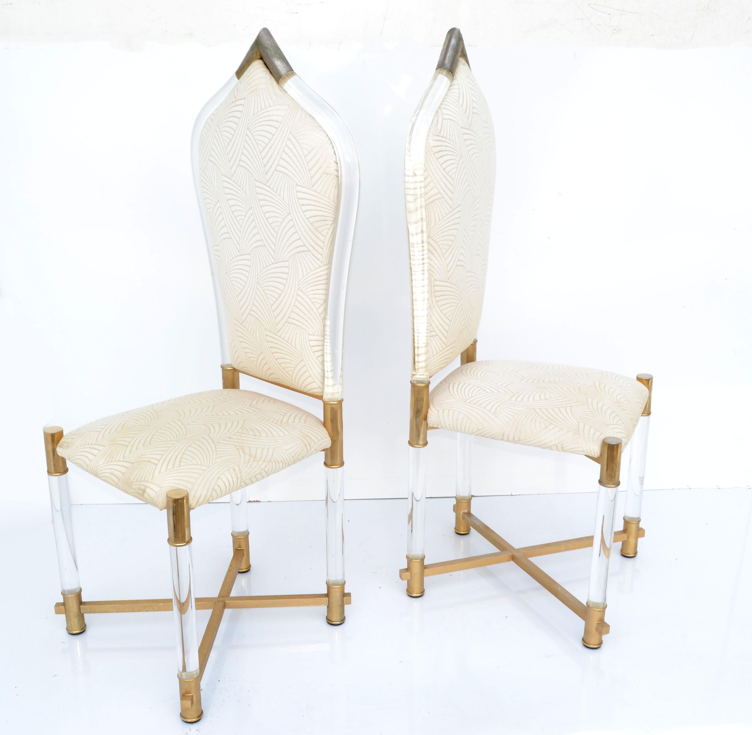 Late 20th Century Set 6 Charles Hollis Jones Mid-Century Modern Lucite X Base Dining Chair For Sale