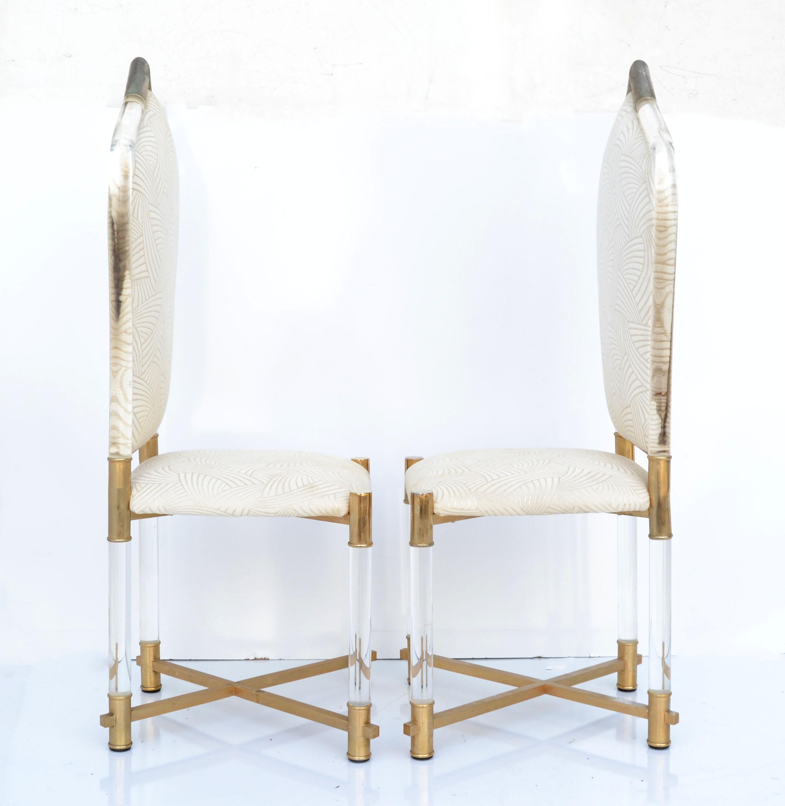 Set 6 Charles Hollis Jones Mid-Century Modern Lucite X Base Dining Chair For Sale 2