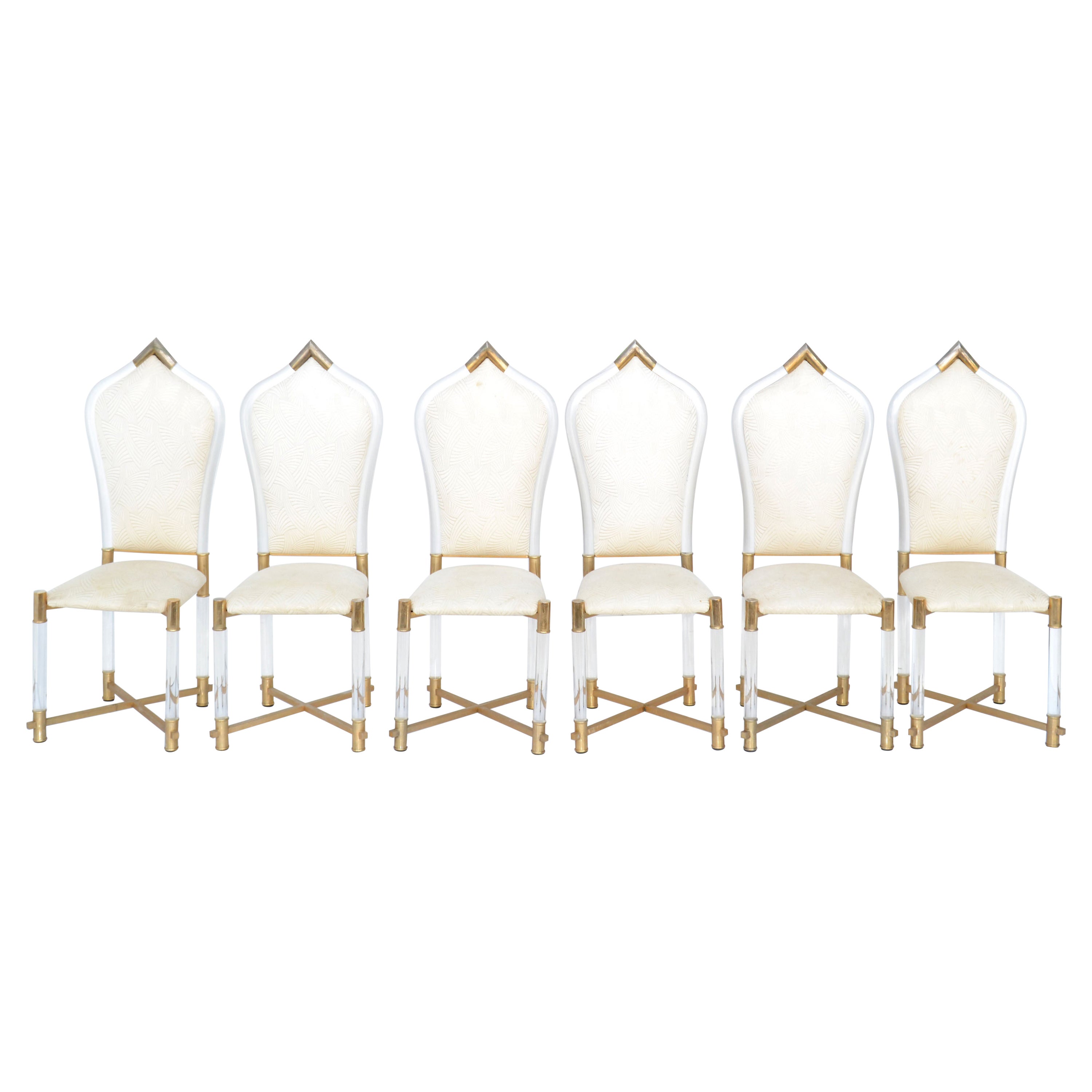 Set 6 Charles Hollis Jones Mid-Century Modern Lucite X Base Dining Chair