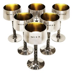 Set di 6 calici da vino in argento Sterling Lawrence con scatola Londra 1972