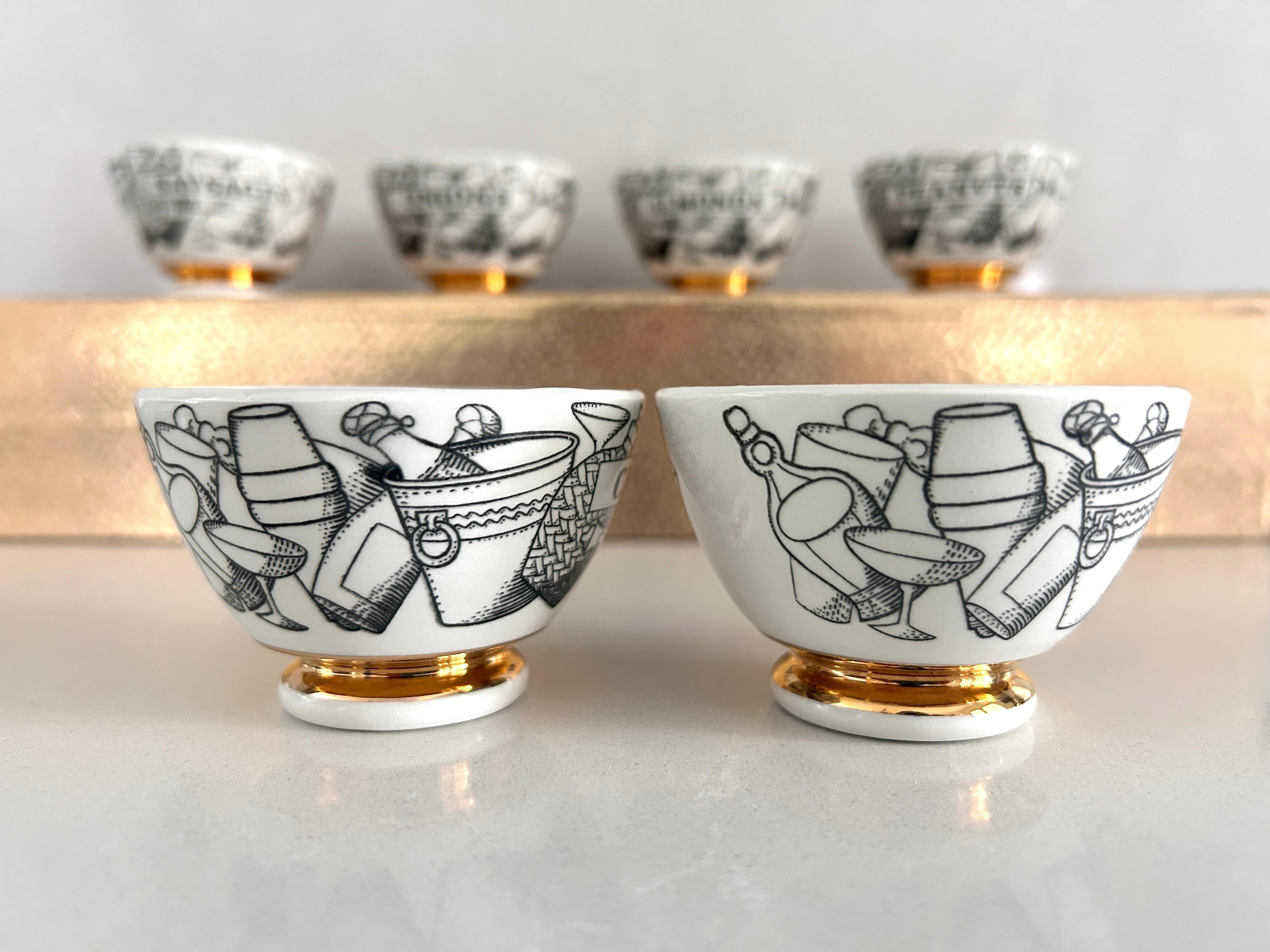 Set 6 ciotoline Appetizers, Piero Fornasetti, Fornasetti Milano anni '70 8