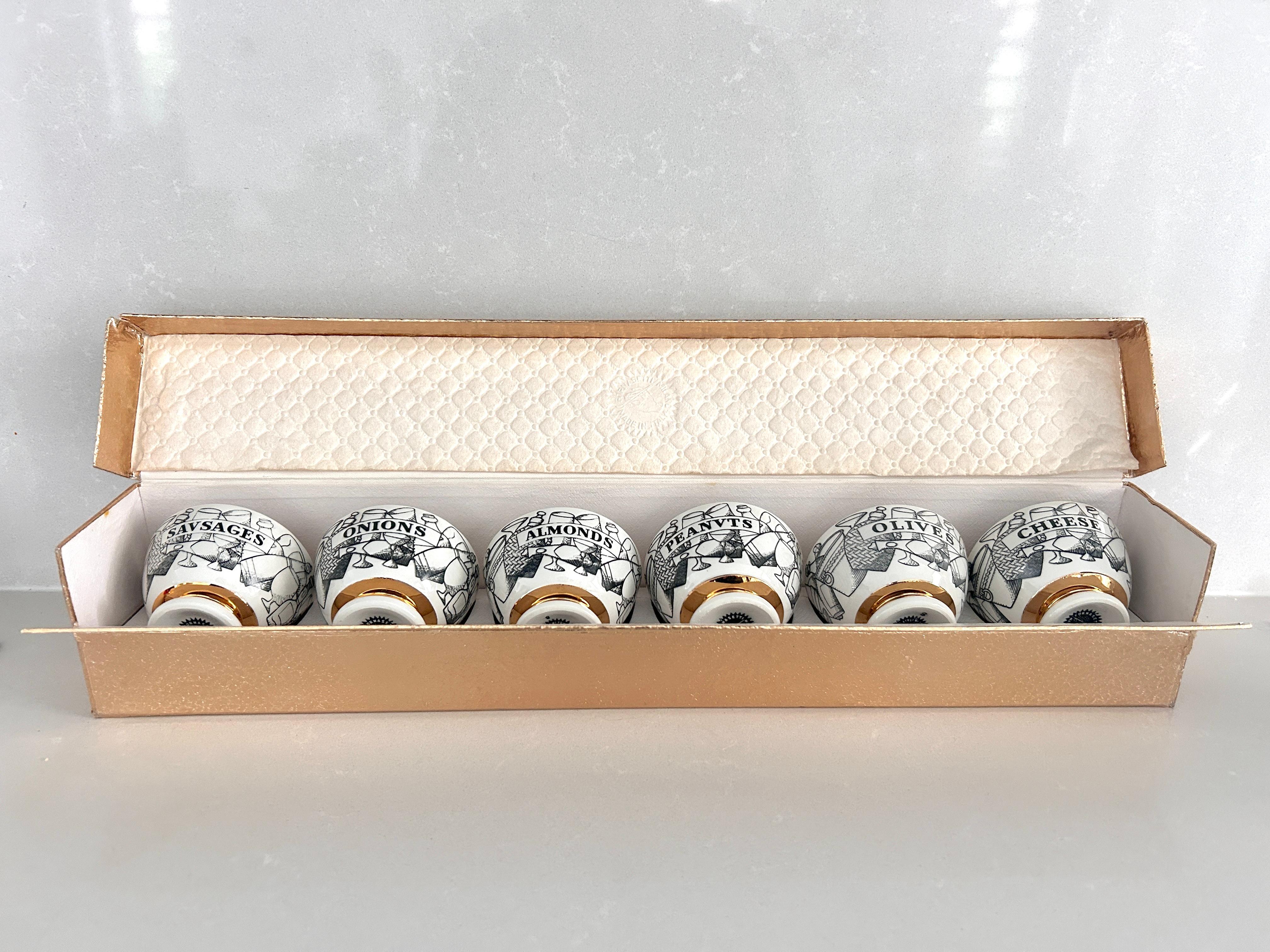 Italian Set 6 ciotoline Appetizers, Piero Fornasetti, Fornasetti Milano anni '70