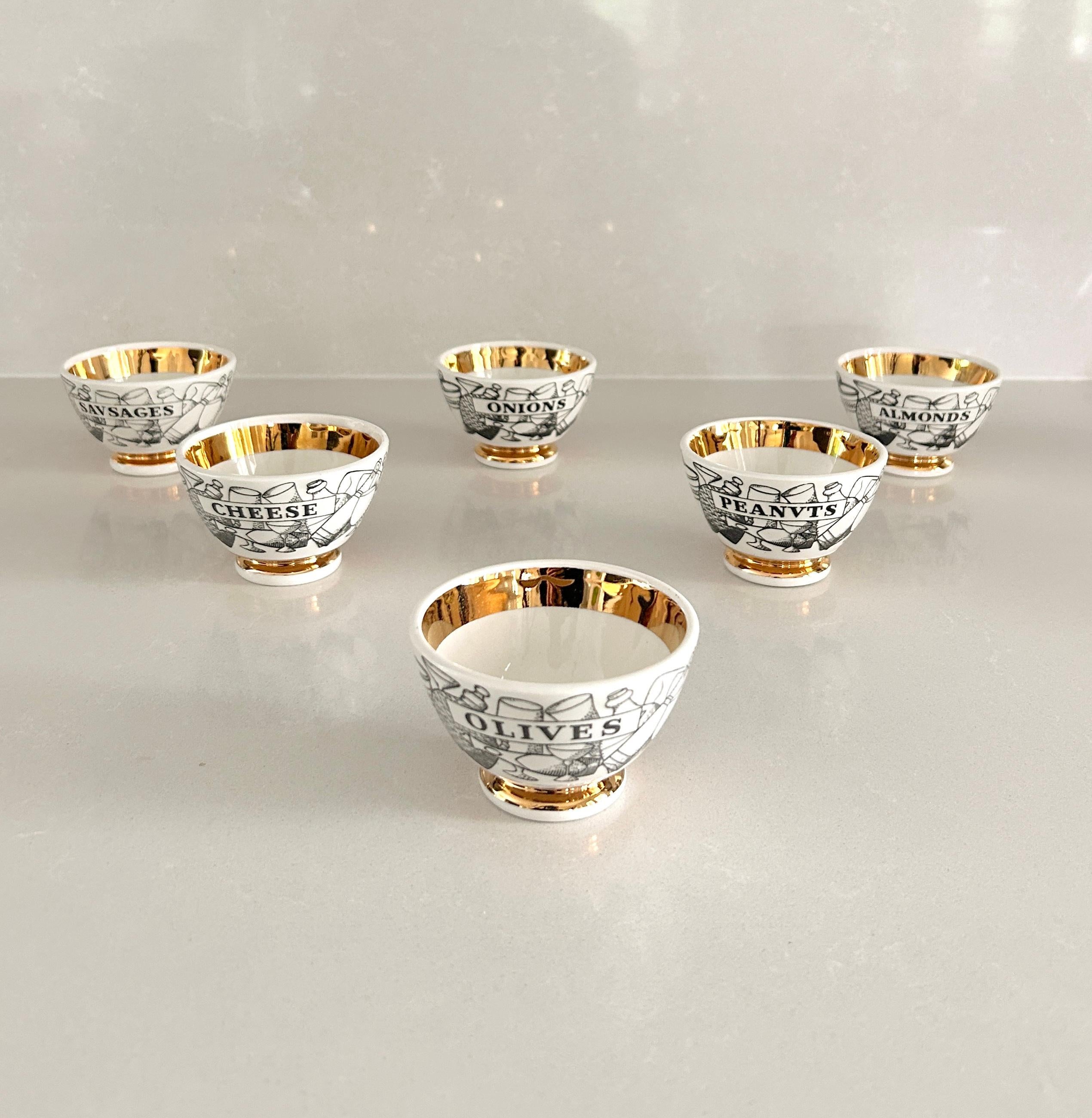 Set 6 ciotoline Appetizers, Piero Fornasetti, Fornasetti Milano anni '70 For Sale 1