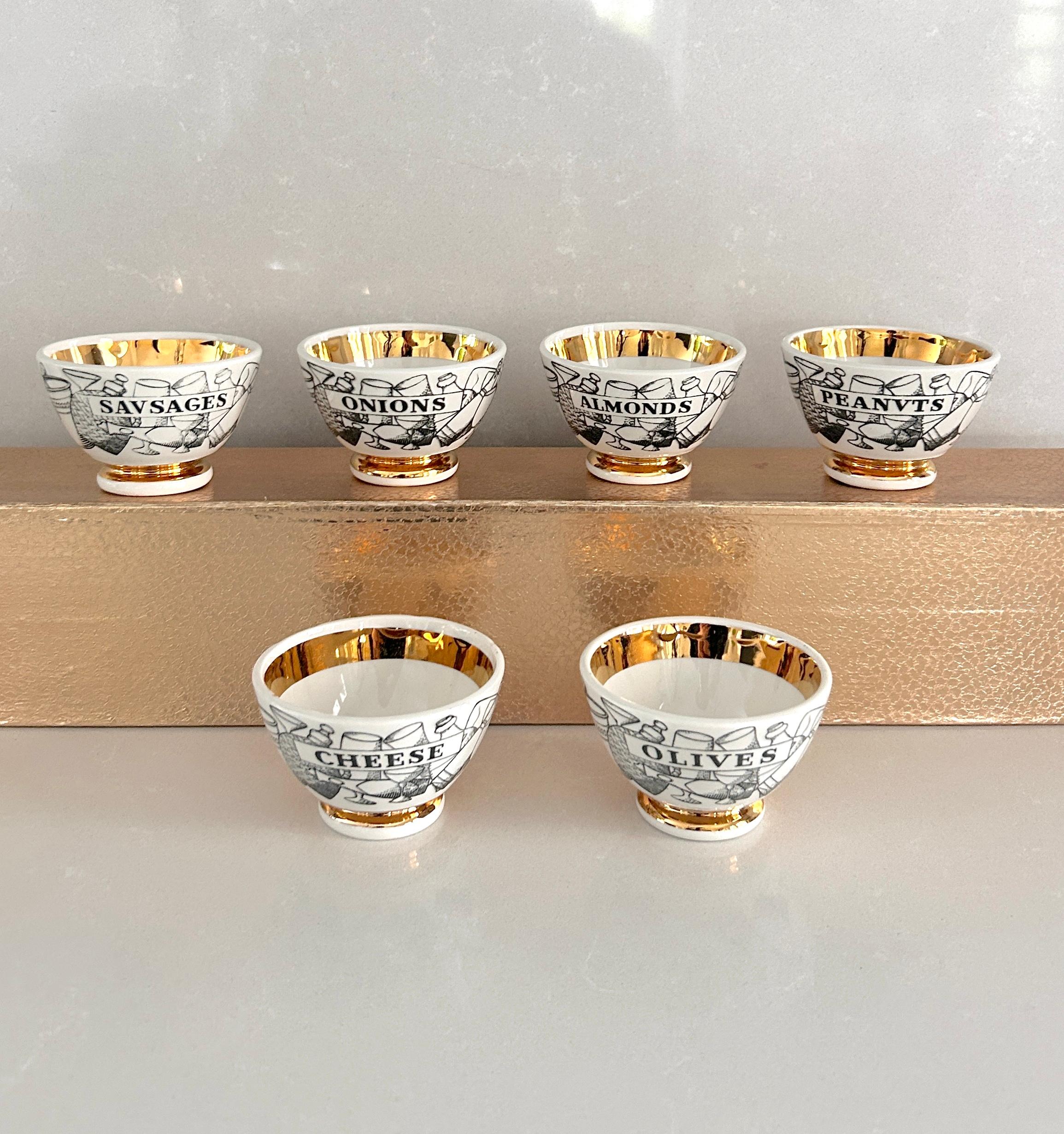 Set von 6 Ciotoline-Applikationen, Piero Fornasetti, Fornasetti Milano Anni 70 im Angebot 3