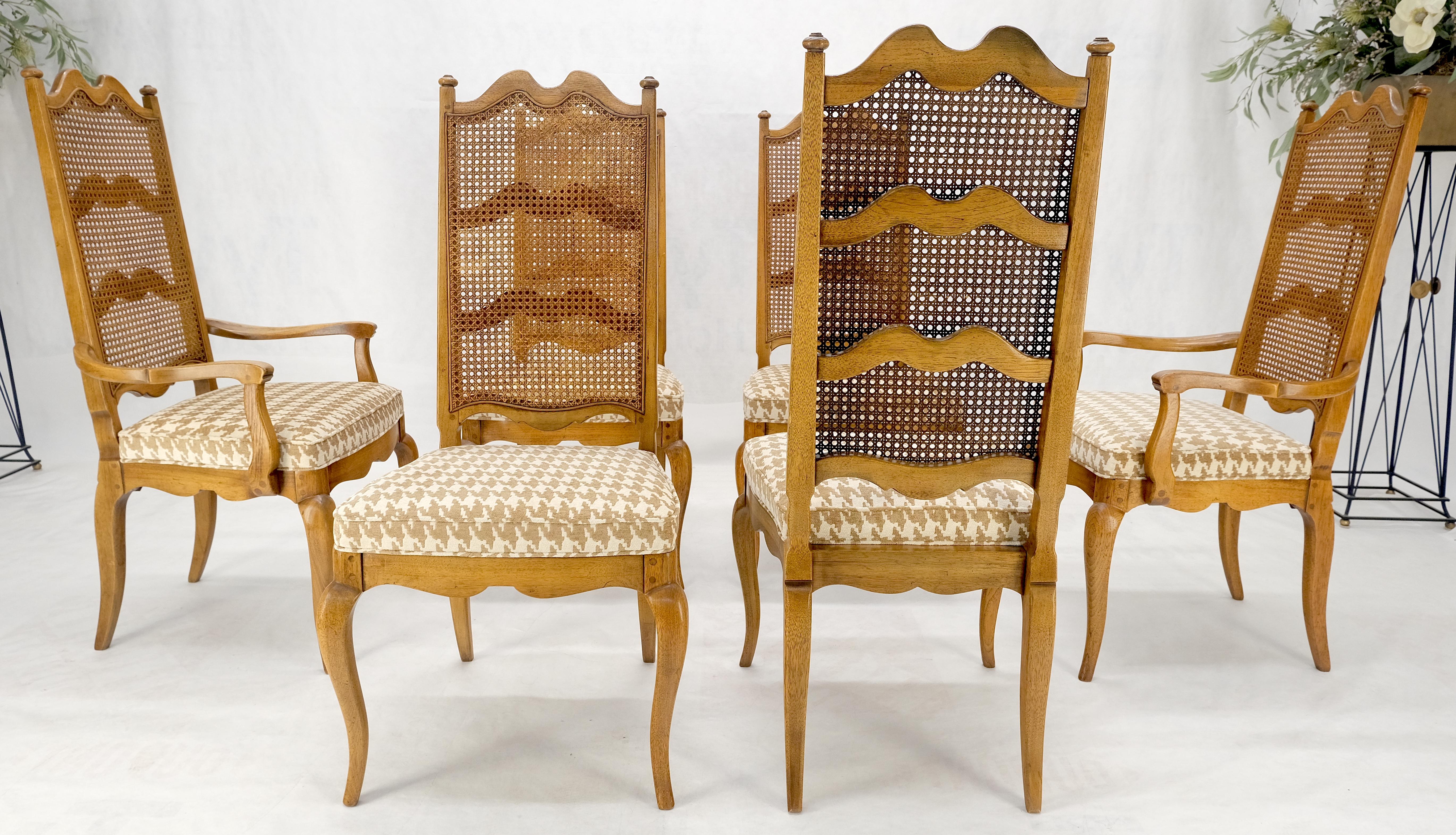 Laqué Set 6 Country French Ladder Cane Back Pegged Frames New Upholstery Dining Chairs en vente