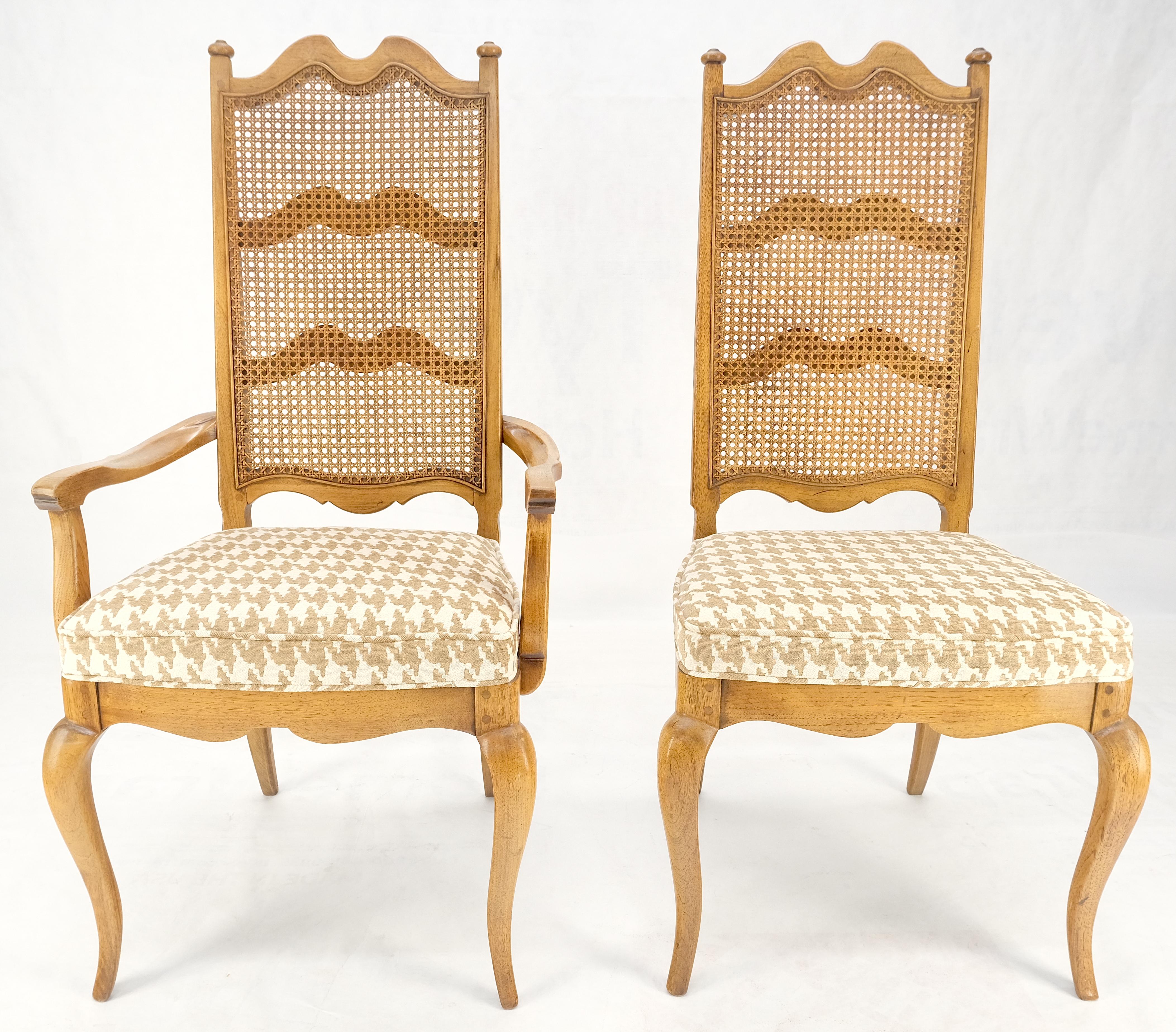 Bois de feuillus Set 6 Country French Ladder Cane Back Pegged Frames New Upholstery Dining Chairs en vente