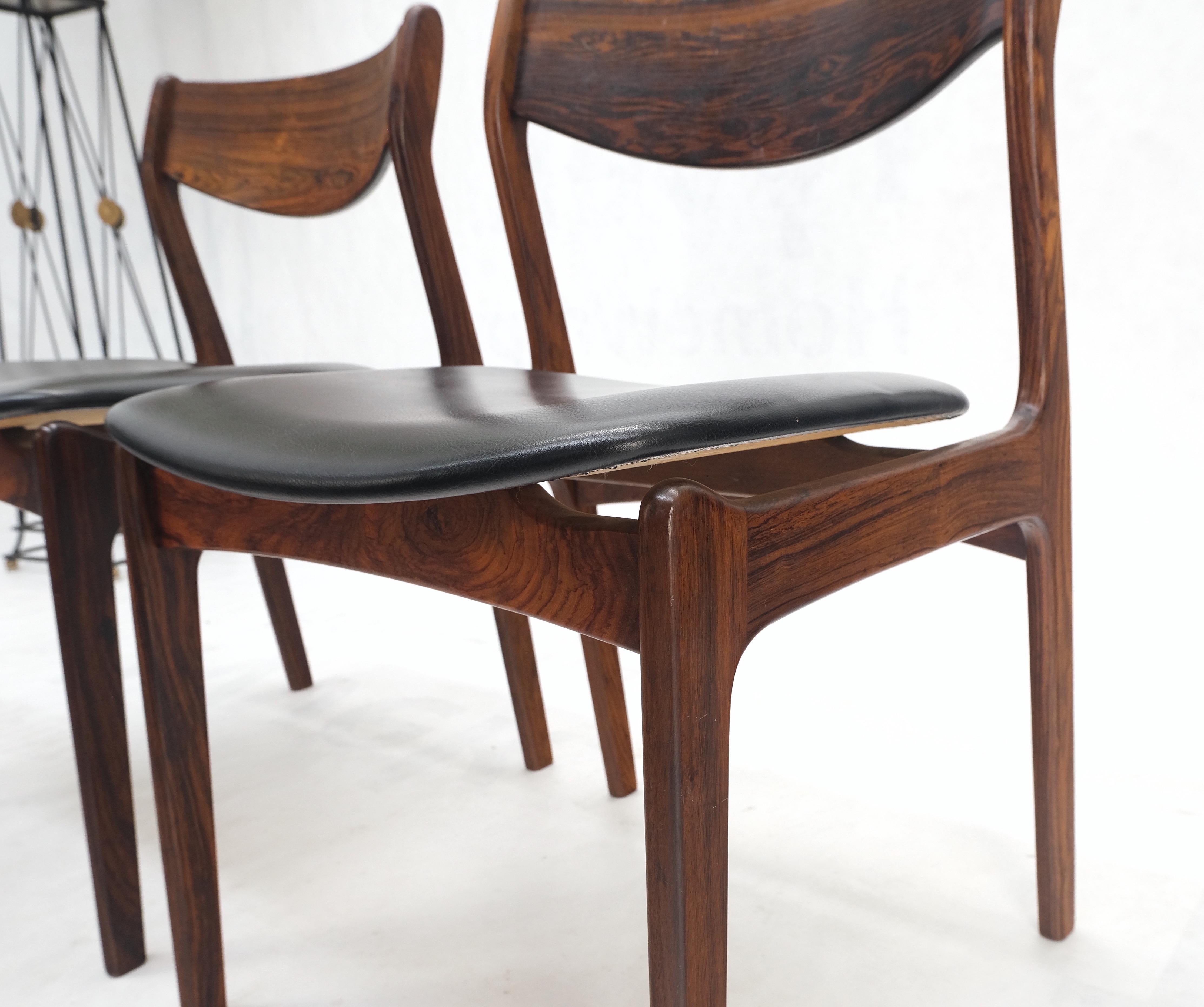 Set 6 Danish Mid-Century Modern Jorgensen Rosewood Dining Chairs Black Seat For Sale 5