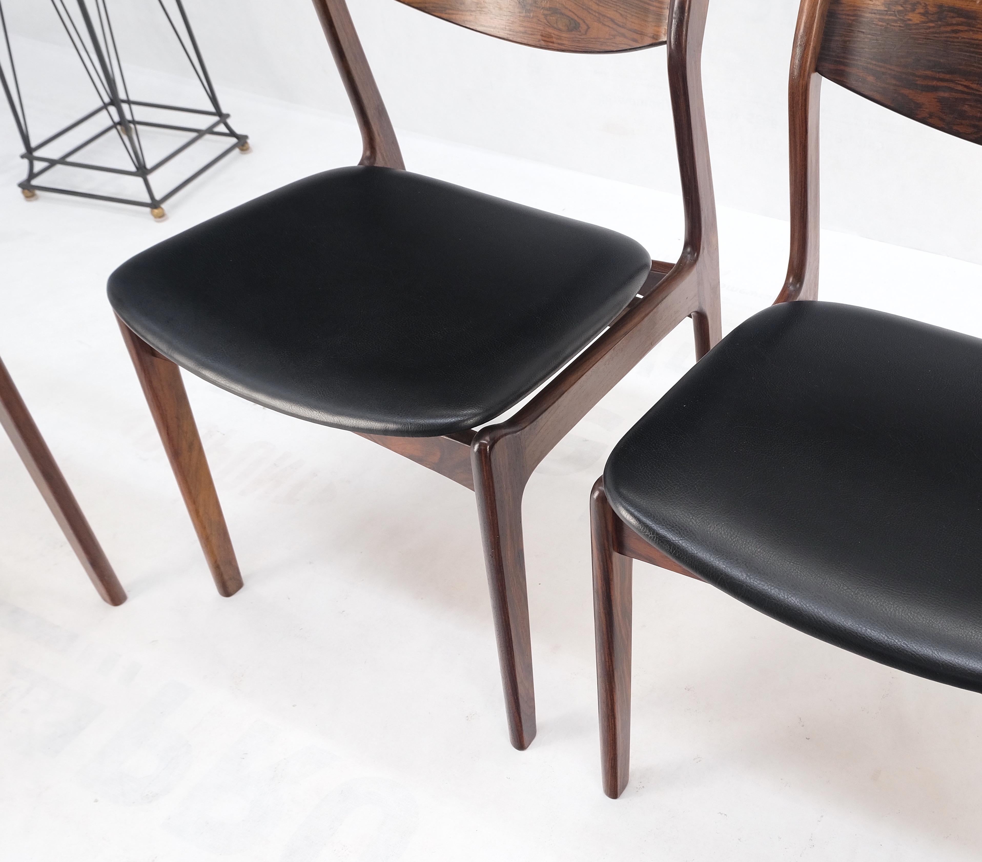 Set 6 Danish Mid-Century Modern Jorgensen Rosewood Dining Chairs Black Seat For Sale 1
