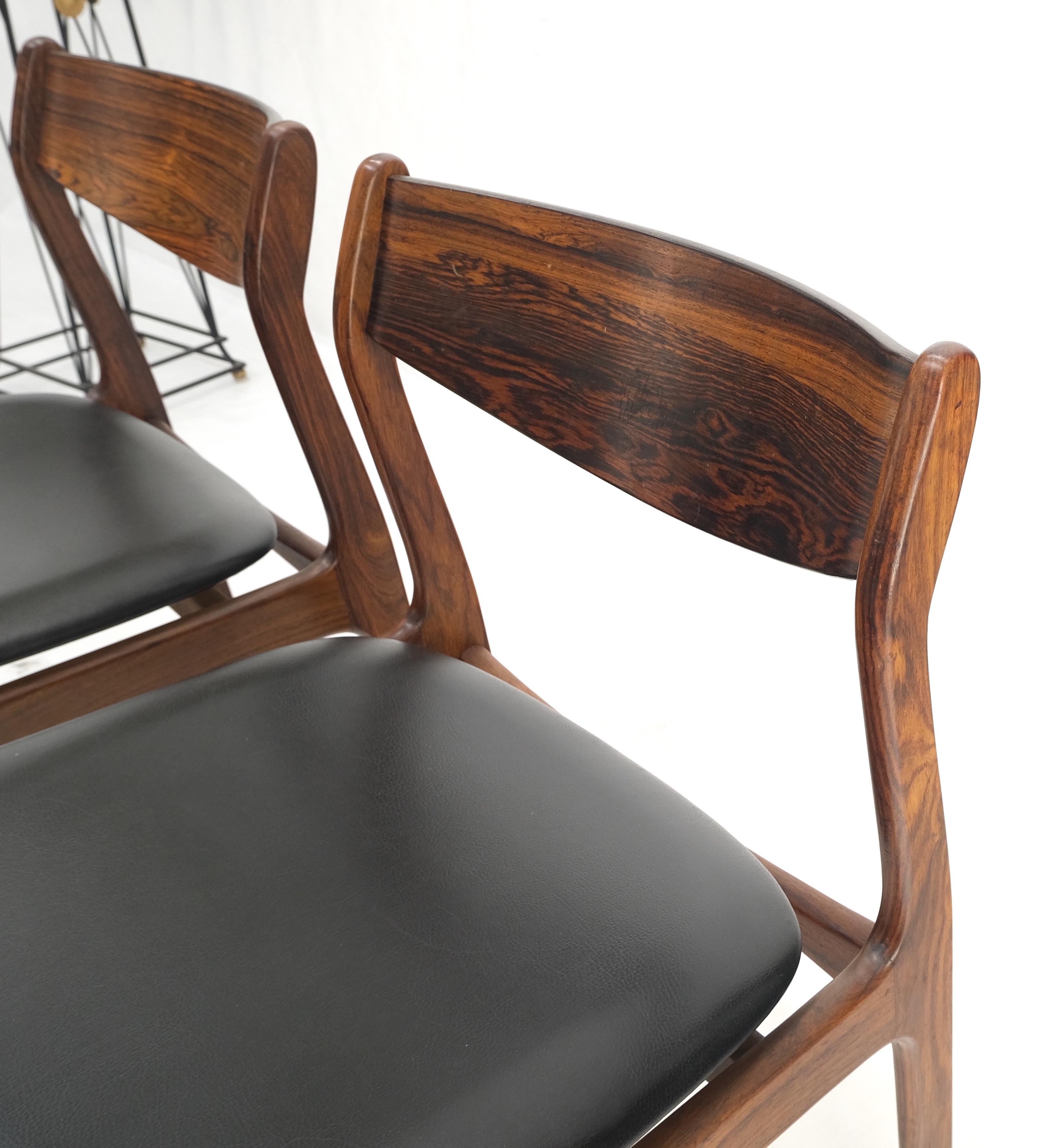 Set 6 Danish Mid-Century Modern Jorgensen Rosewood Dining Chairs Black Seat For Sale 3