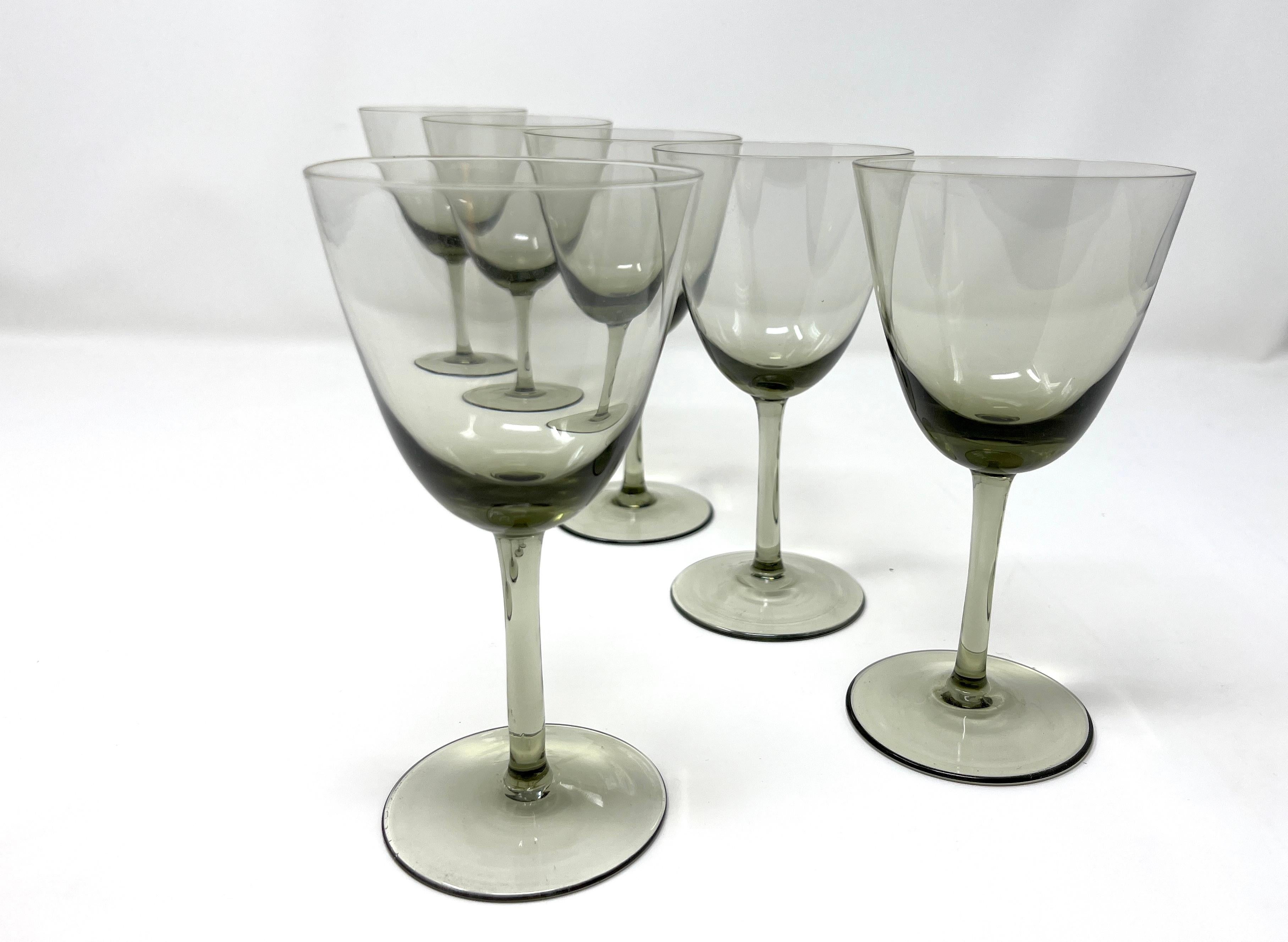 Danois Set 6 verres à apéritif soufflés à la bouche The Moderns Gray, MCM 1960s Denmark Art Glass en vente