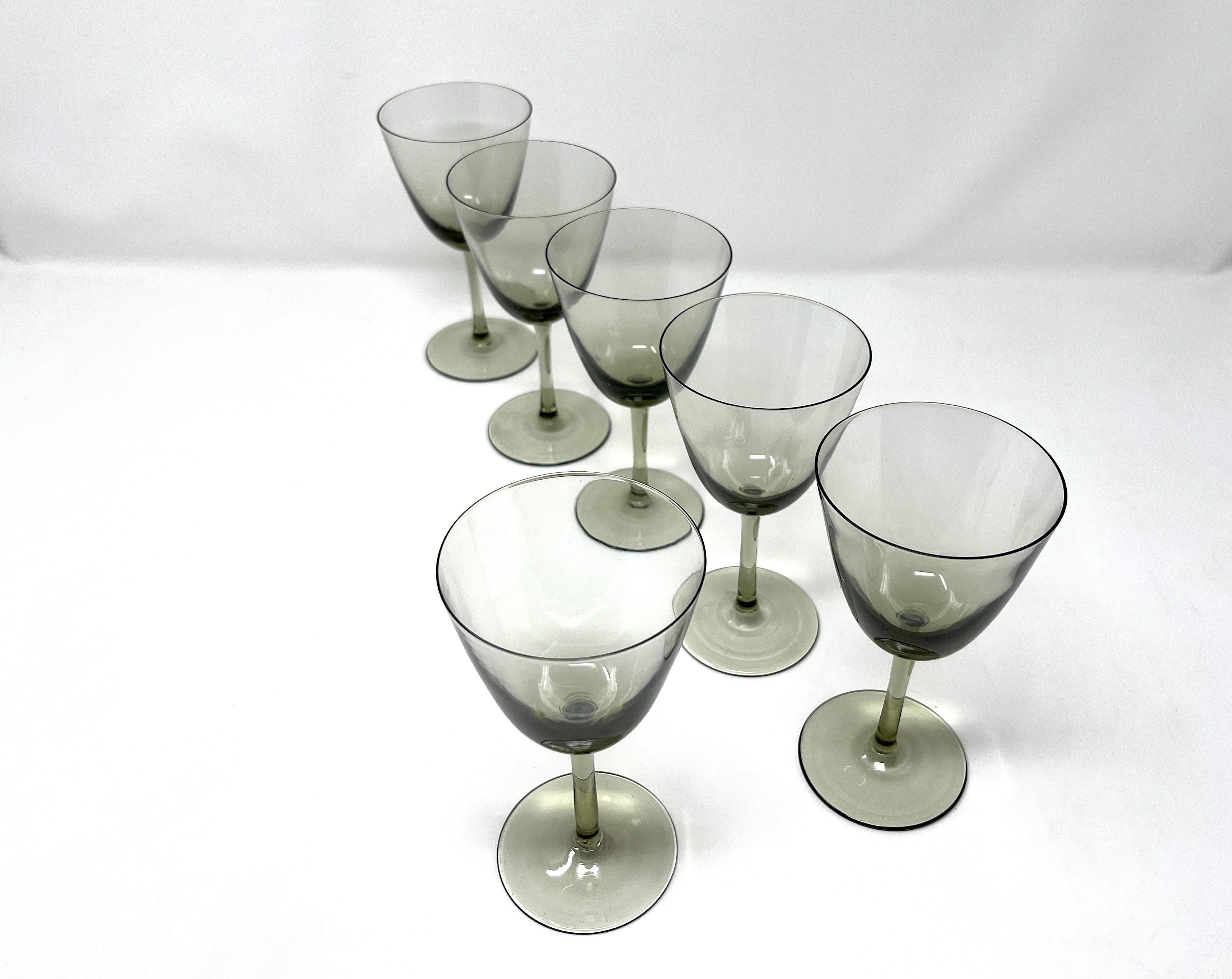 Fait main Set 6 verres à apéritif soufflés à la bouche The Moderns Gray, MCM 1960s Denmark Art Glass en vente