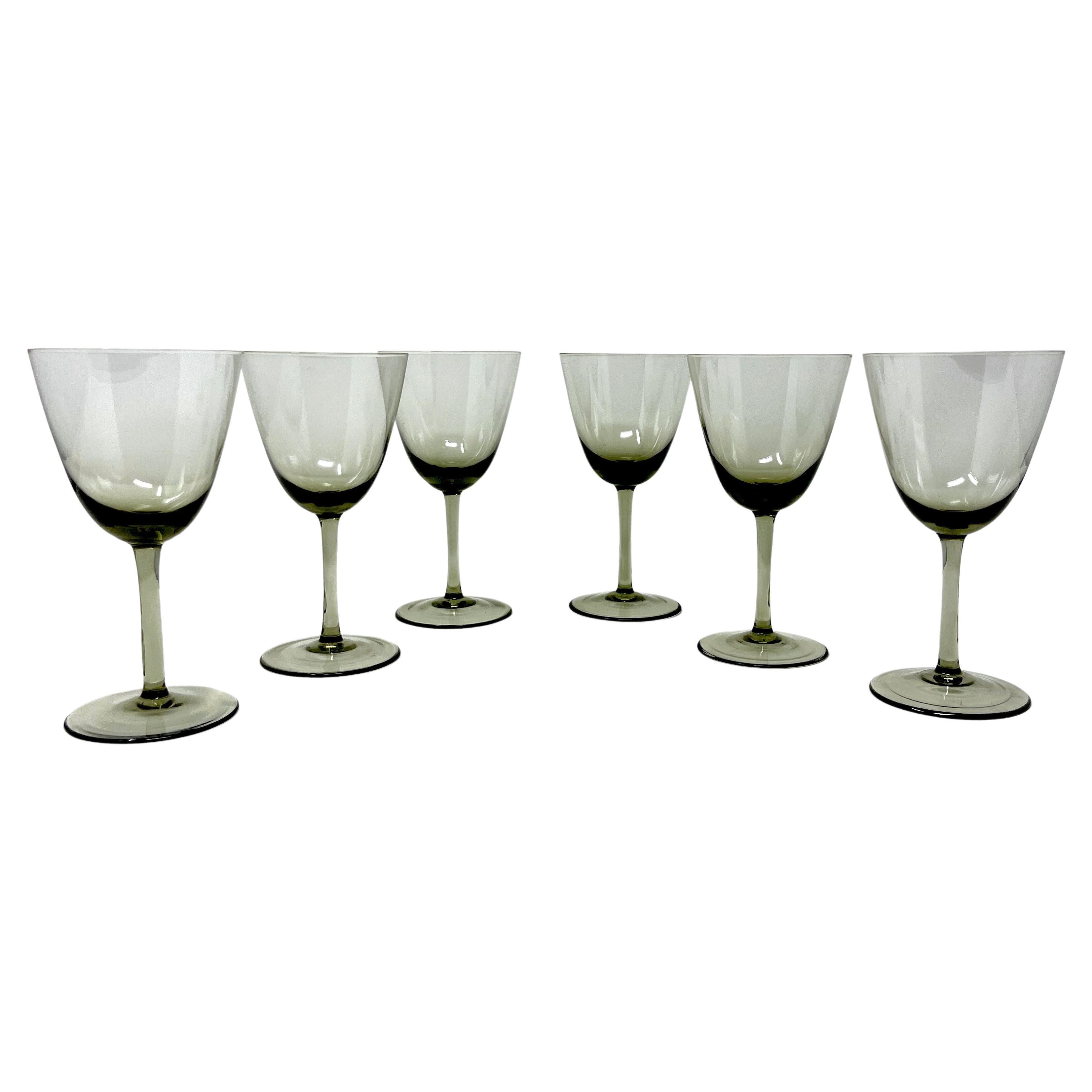 Set 6 verres à apéritif soufflés à la bouche The Moderns Gray, MCM 1960s Denmark Art Glass en vente