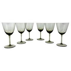 Vintage Set 6 Danish Modern Gray Handblown Aperitif Glasses, MCM 1960s Denmark Art Glass