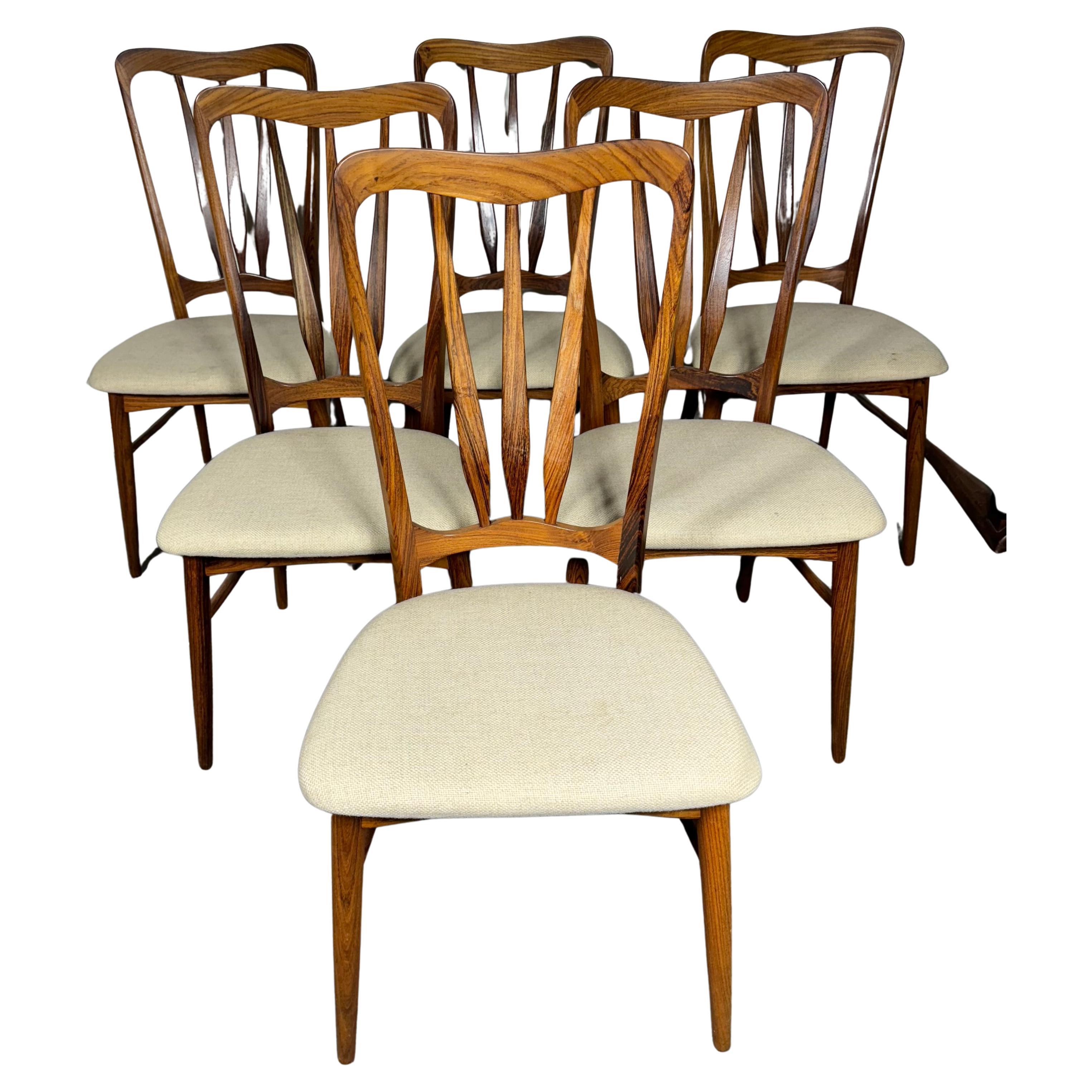 set 6 Danish Modern Rosewood "Ingrid" Dining Chairs By Niels Koefoed