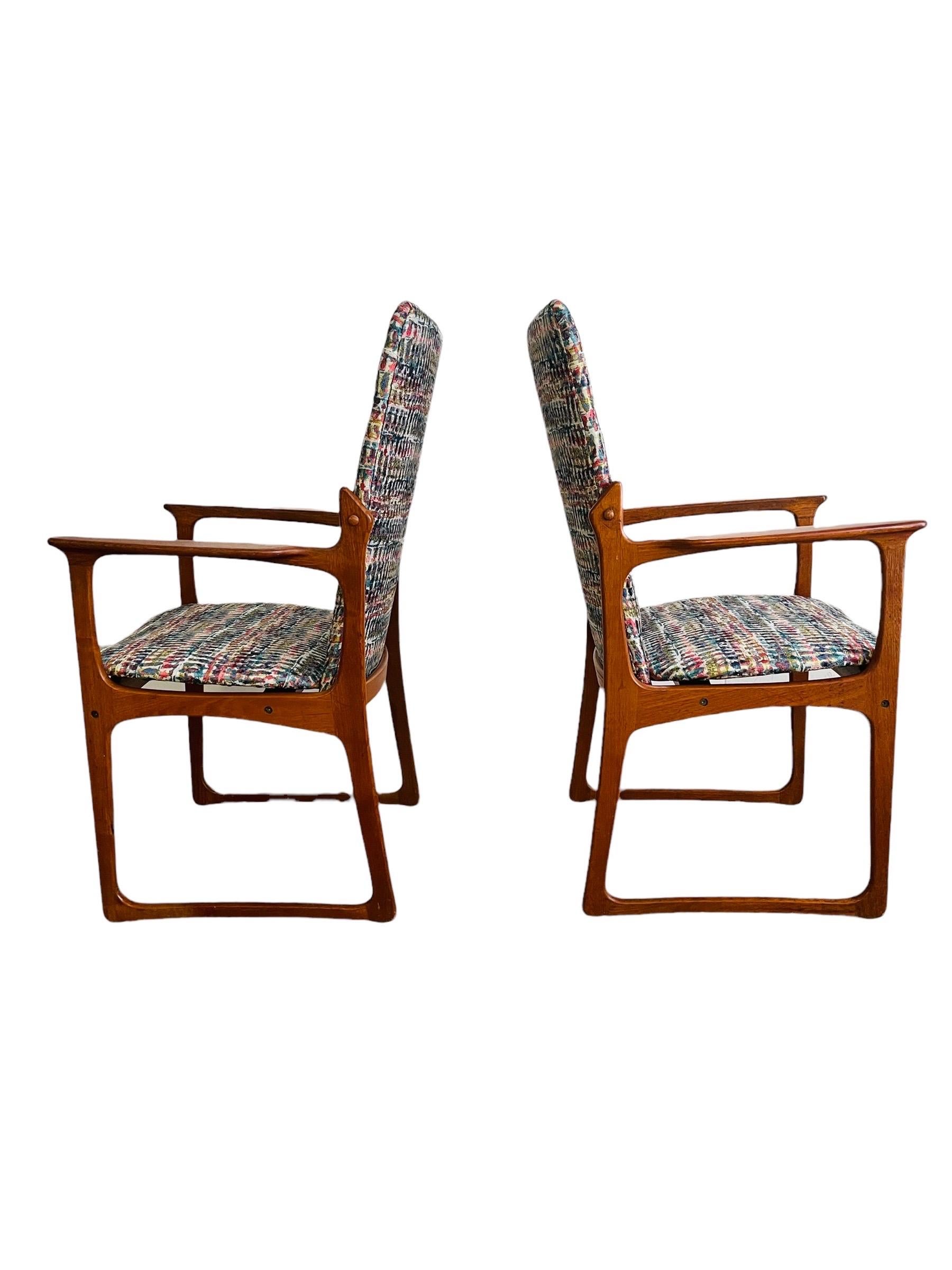 Fabric Set 6 Danish Modern Teak Dining Chairs by Vamdrup Stolefabrik