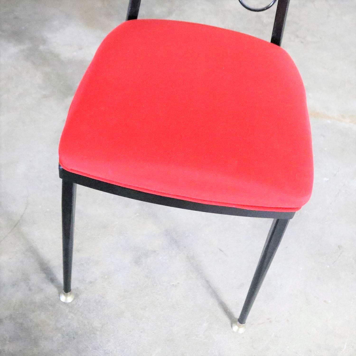 Set 6 Decorables 1967 Selection for Chromcraft Metal Dining Chairs Red and Black For Sale 2