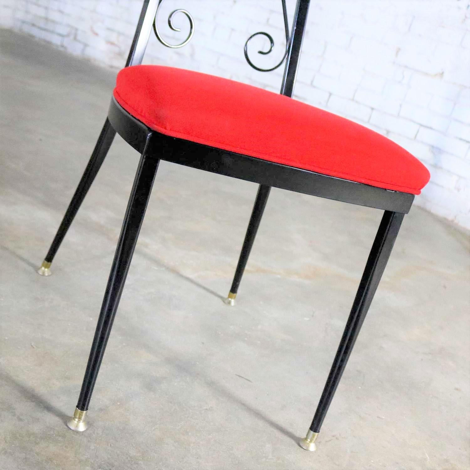 Set 6 Decorables 1967 Selection for Chromcraft Metal Dining Chairs Red and Black For Sale 3
