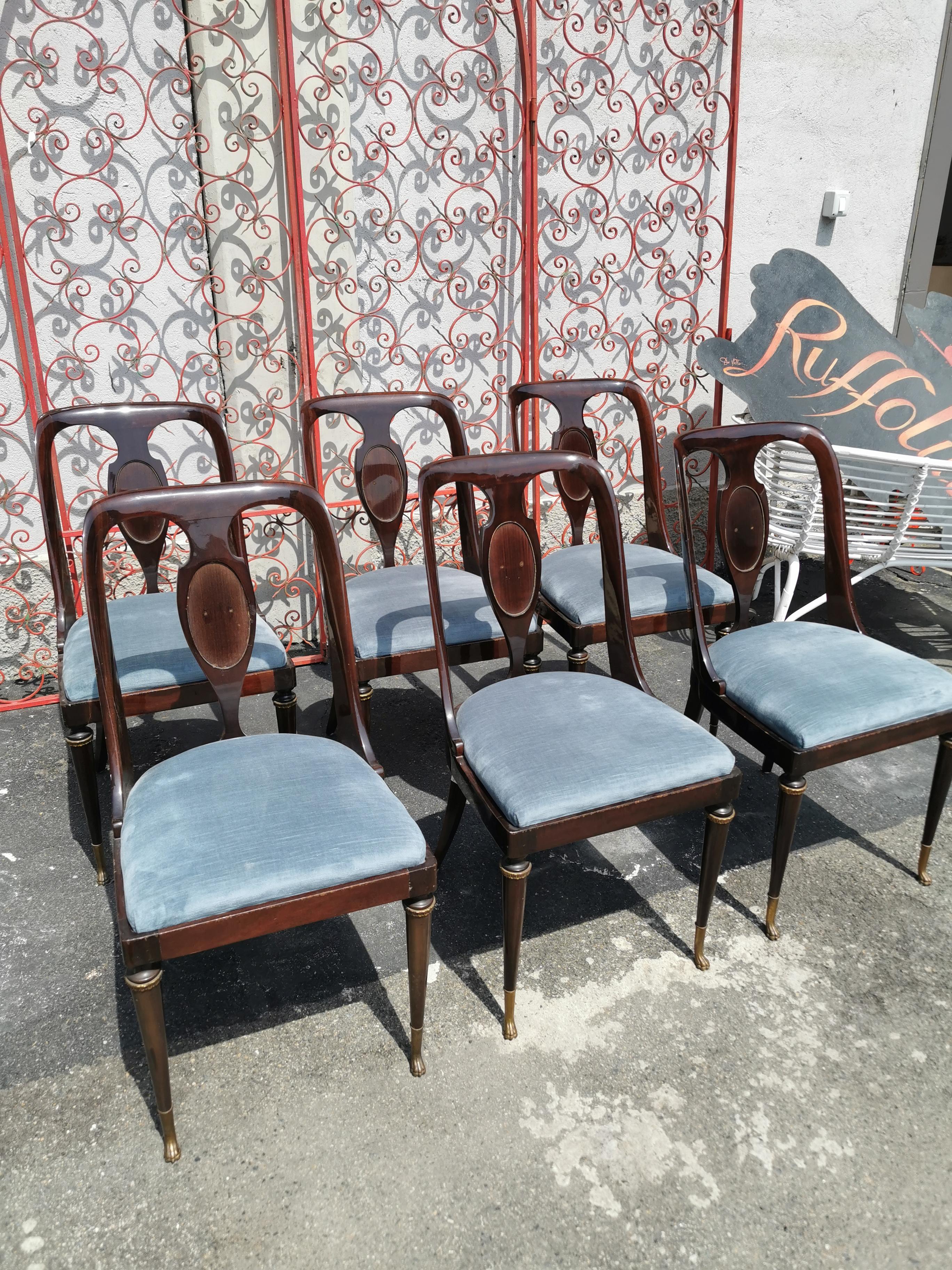 Italian Set 6 Dining Room Chairs circa 1950 Italy