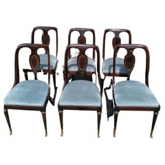 Vintage Set 6 Dining Room Chairs circa 1950 Italy