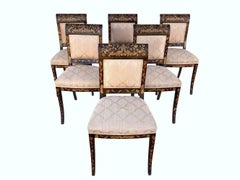 Set 6 Dutch Marquetry Dining Chairs