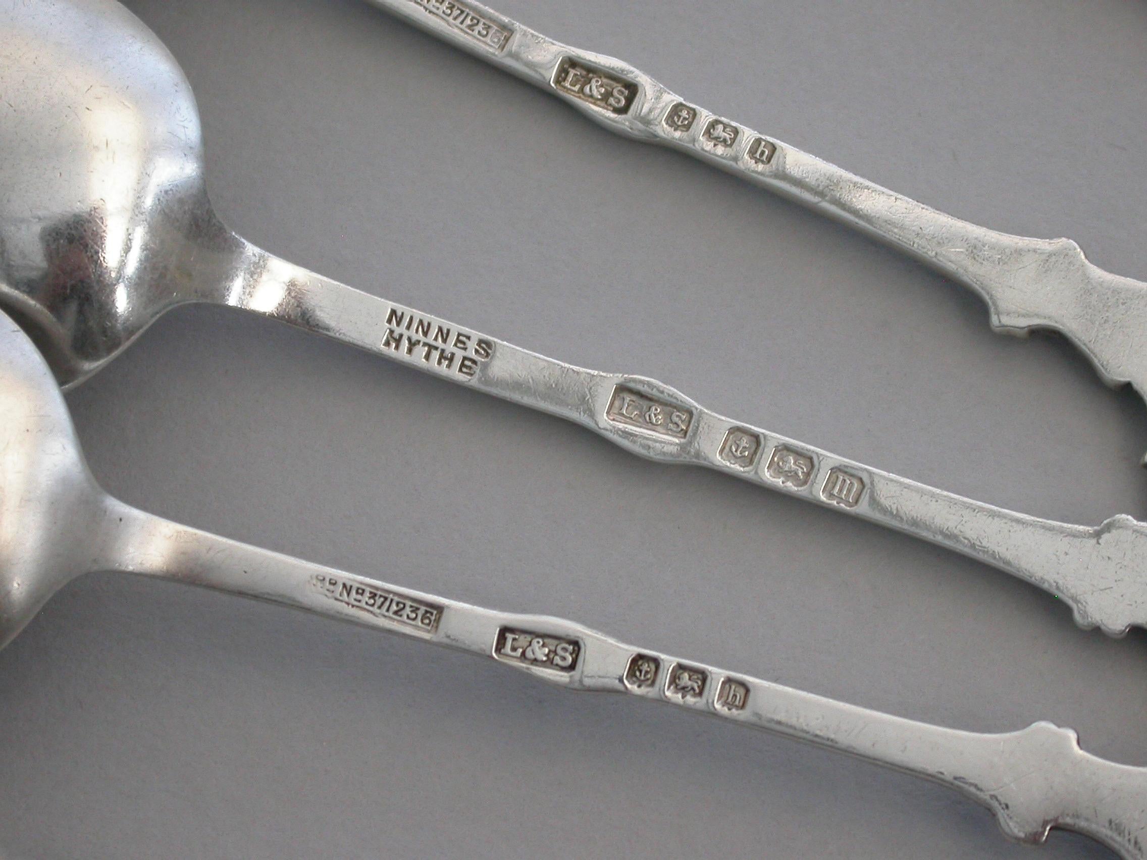 Set 6 Early 20th Century Silver and Enamel Hythe Golf Club Prize Teaspoons For Sale 7