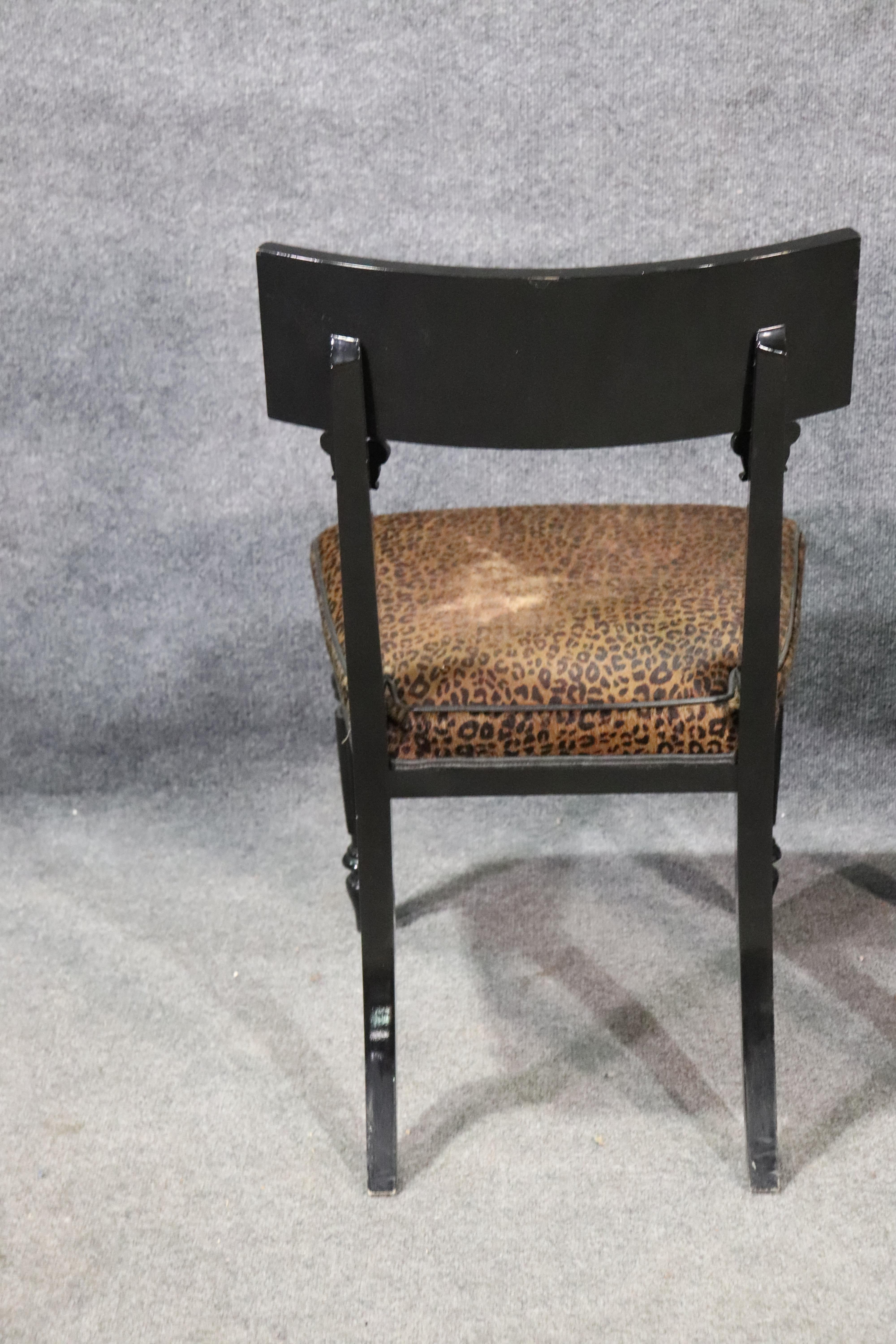 Set of 6 English Regency Style Cheetah Print Dining Side Chairs 4