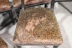 Set of 6 English Regency Style Cheetah Print Dining Side Chairs
