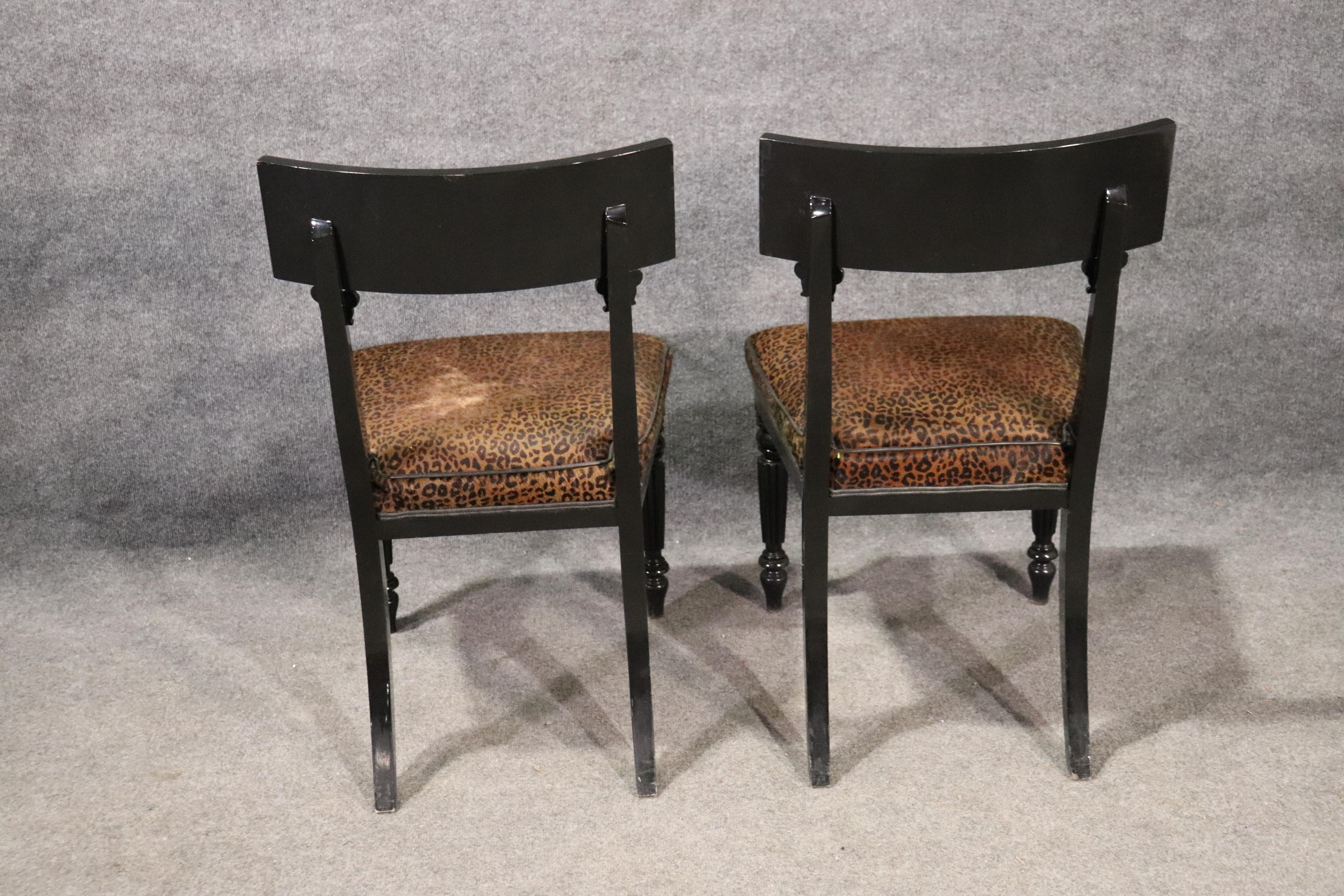 Set of 6 English Regency Style Cheetah Print Dining Side Chairs 3