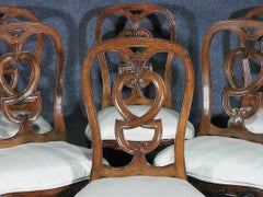 Set of 6 Finely Carved Walnut Italian Provincial Dining Chairs, circa 1920