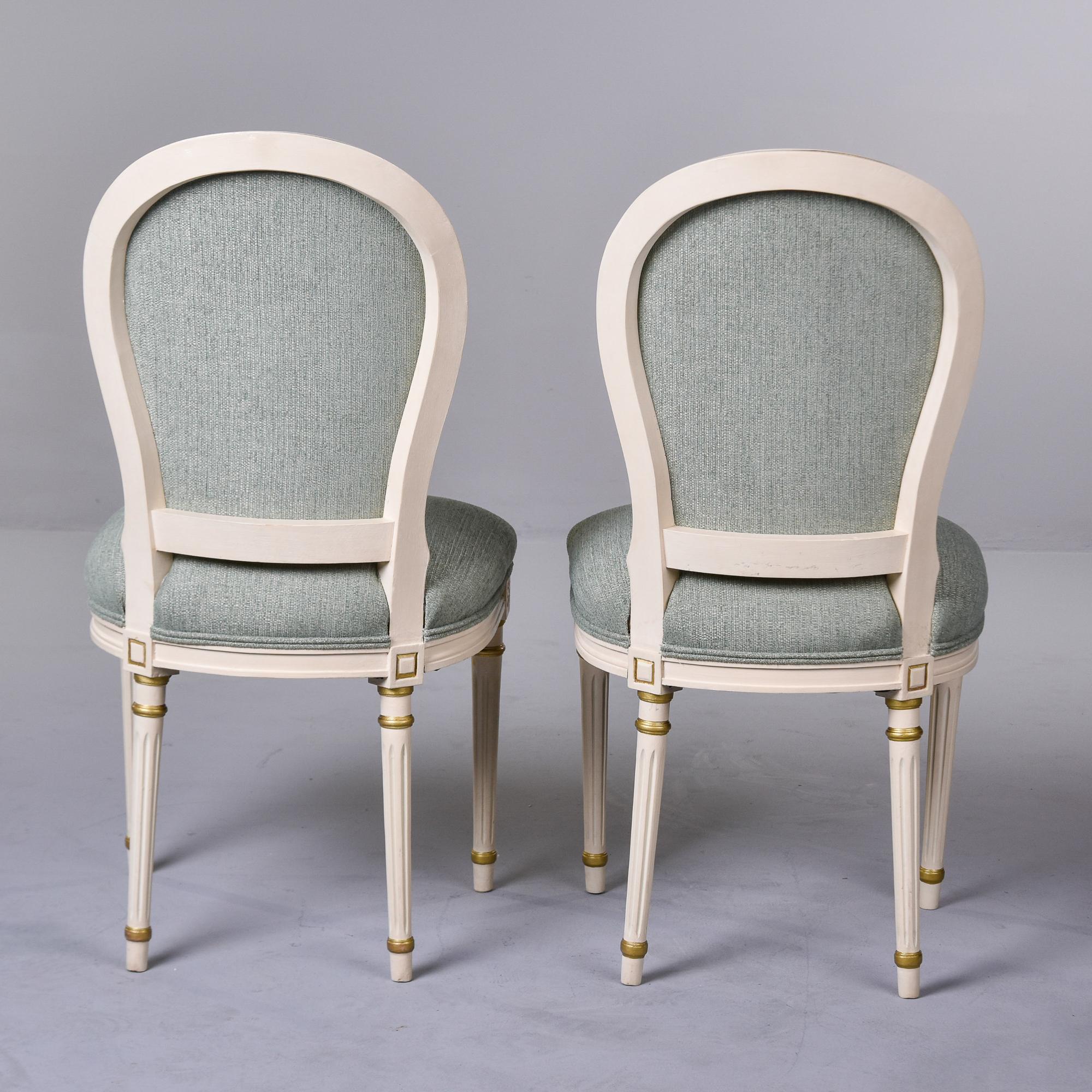 Set 6 French Early 20th C Louis XVI Style Dining Chairs with New Upholstery 6