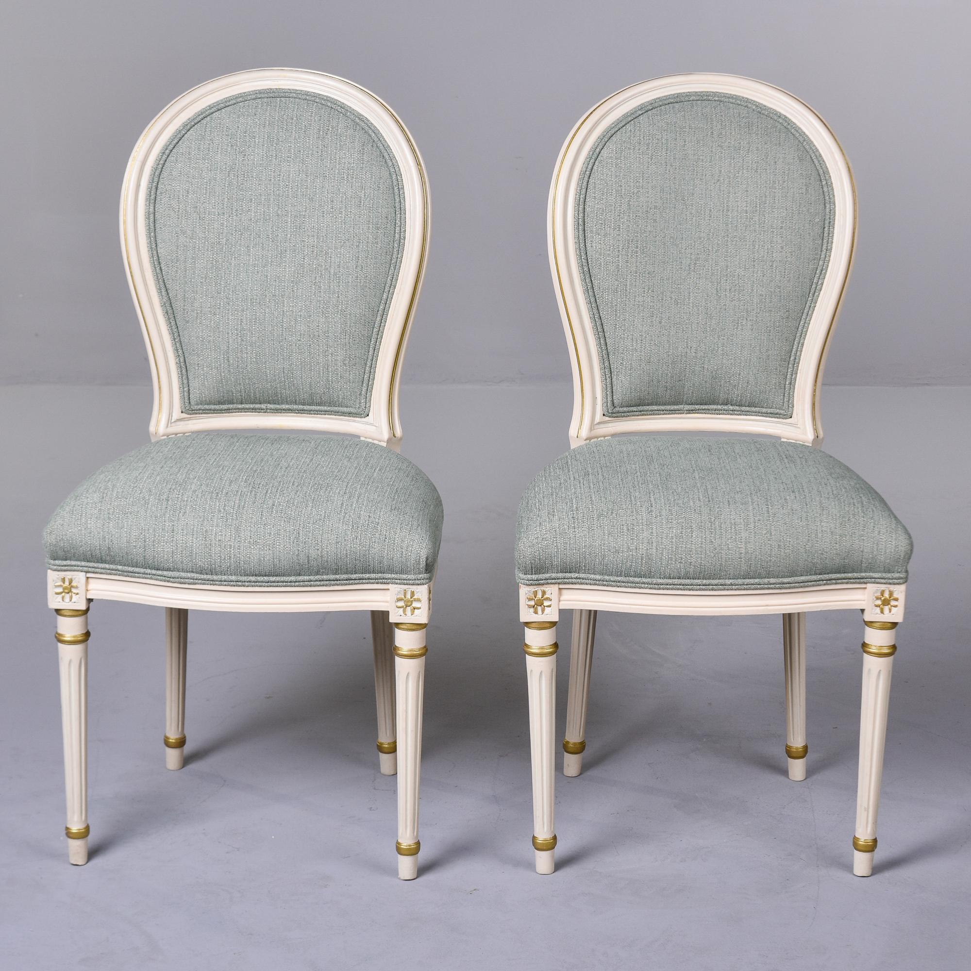 Set 6 French Early 20th C Louis XVI Style Dining Chairs with New Upholstery 2