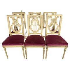 Used Set 6 French Harp Back Dining Chairs