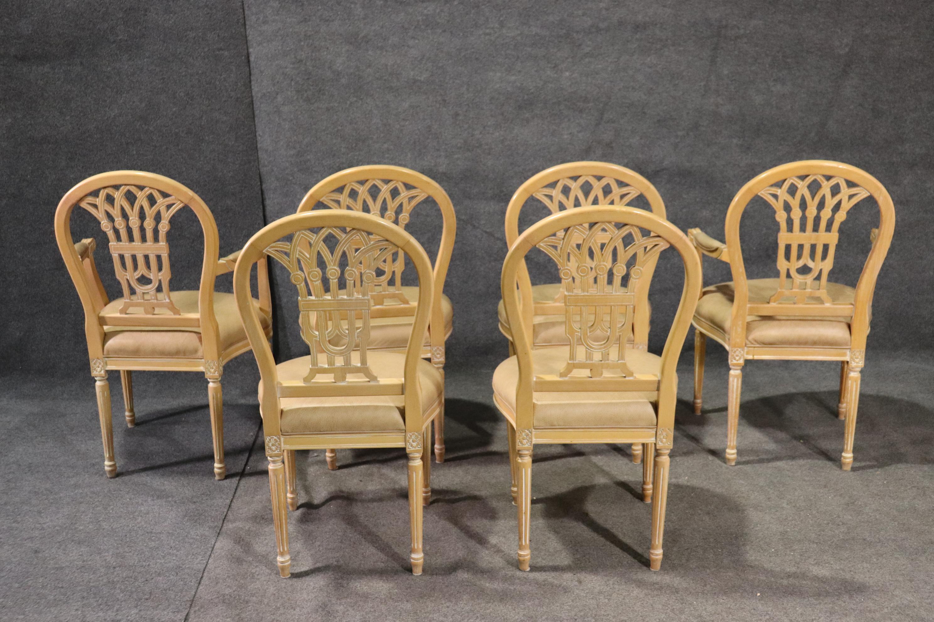 Set 6 French Louis XVI Style White washed Dining Chairs 10