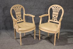 Set 6 French Louis XVI Style White washed Dining Chairs