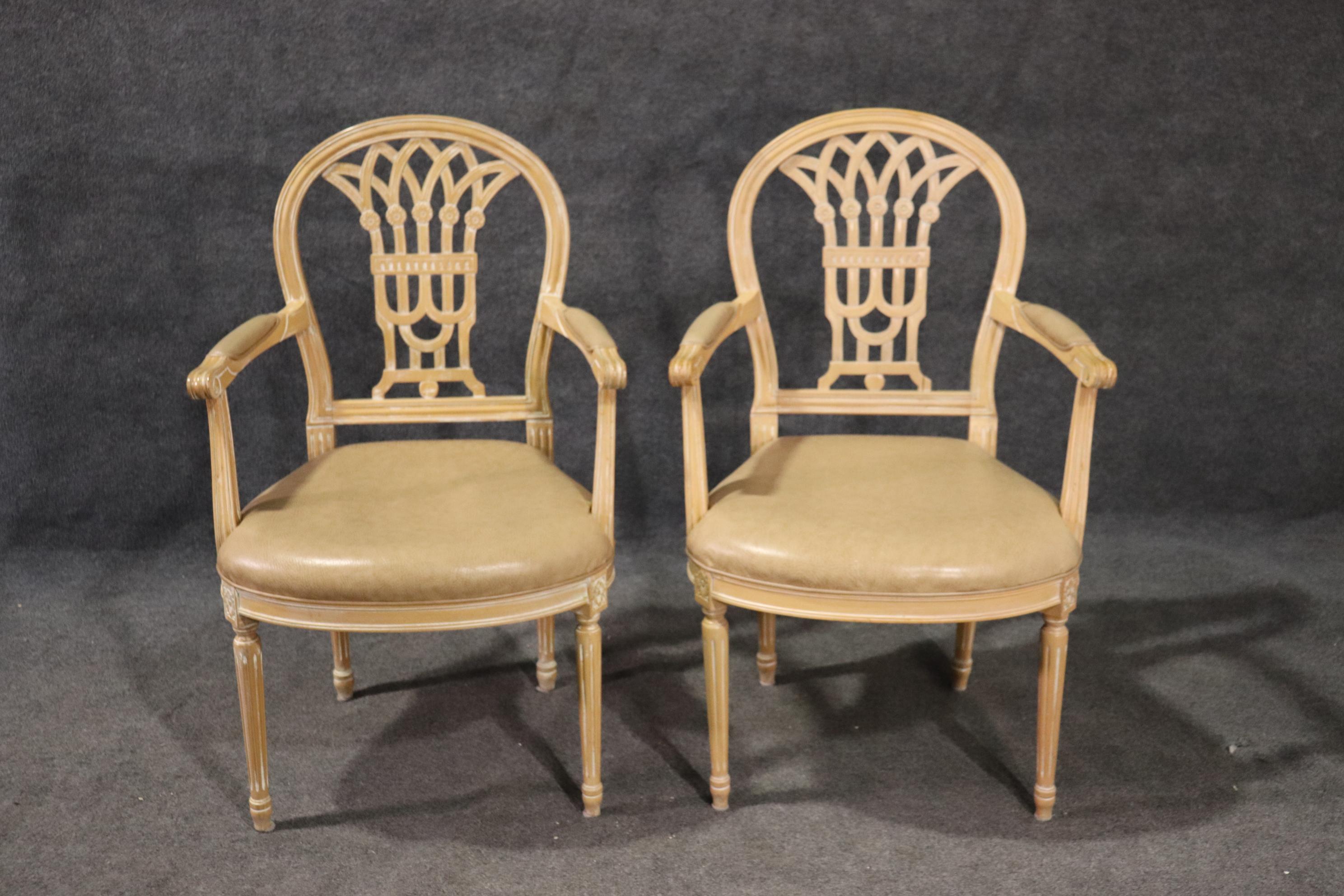 American Set 6 French Louis XVI Style White washed Dining Chairs