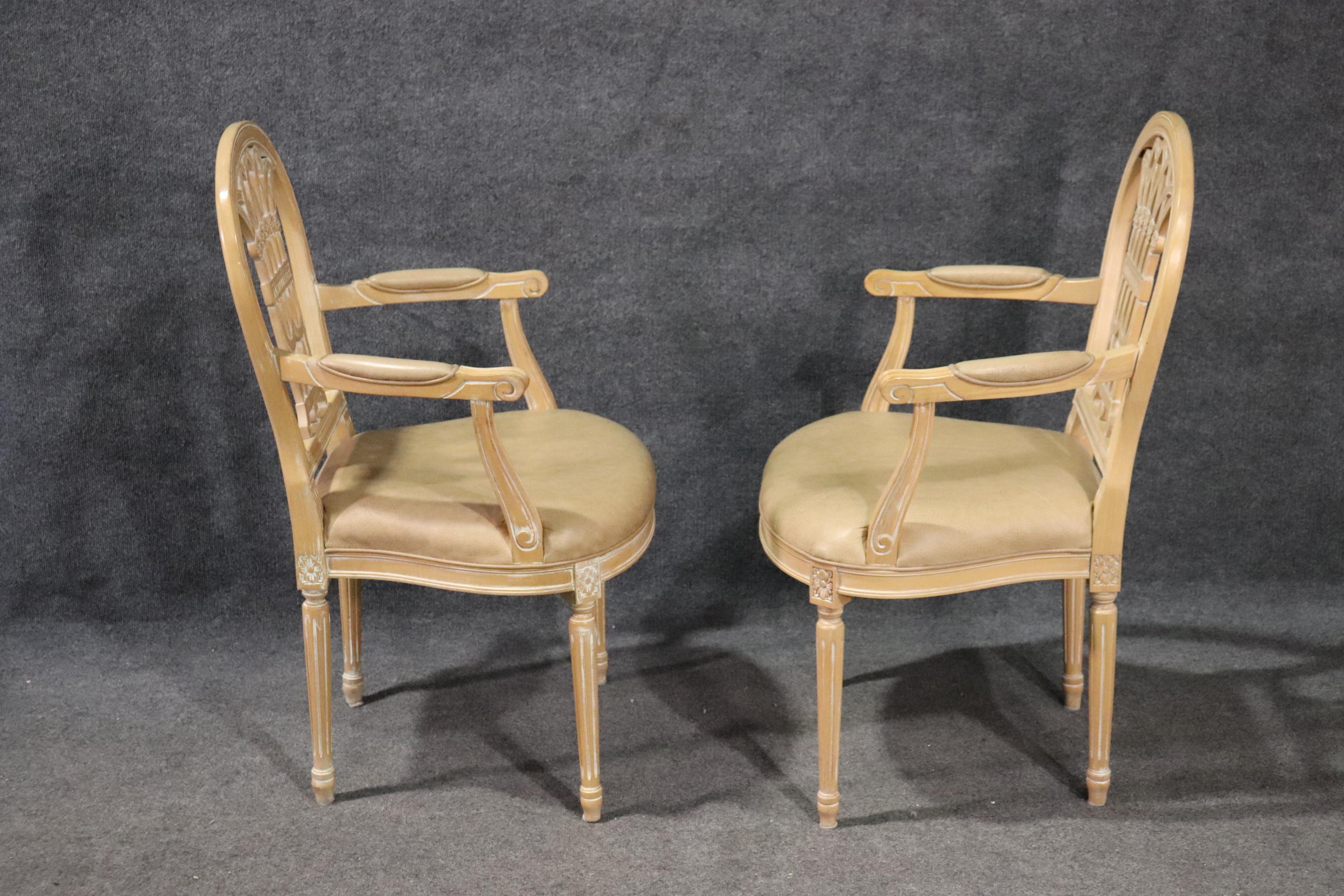 Contemporary Set 6 French Louis XVI Style White washed Dining Chairs