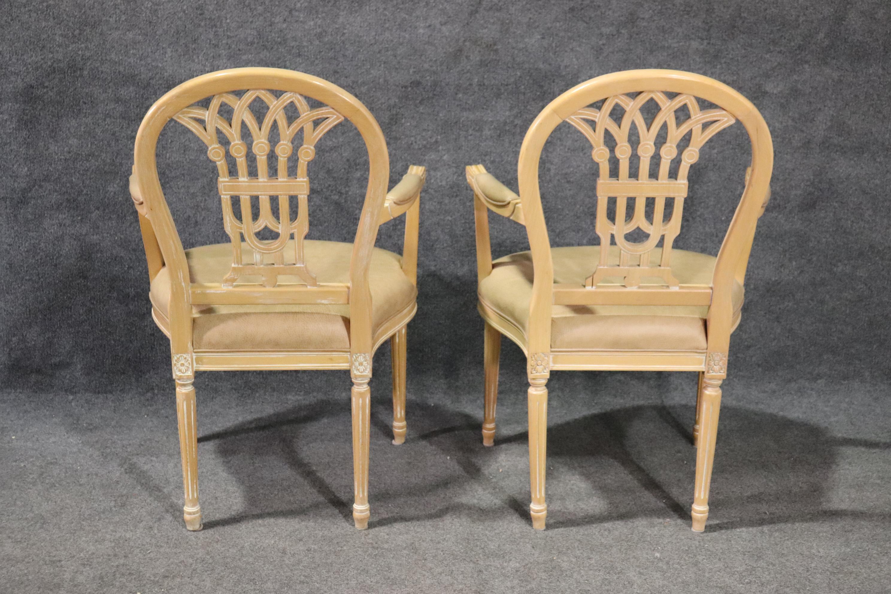 Set 6 French Louis XVI Style White washed Dining Chairs 1